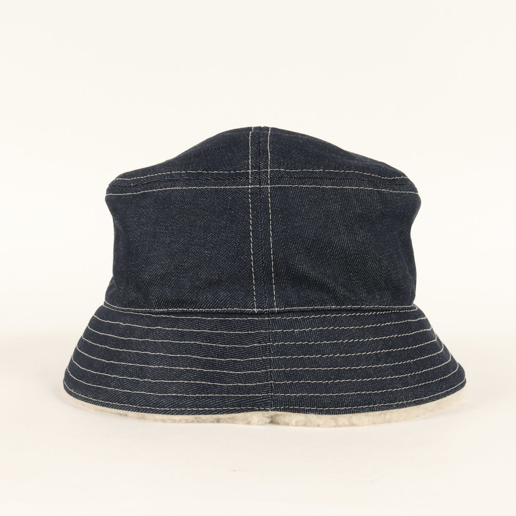 FENDI Indigo Denim Shearling Hat, Size L