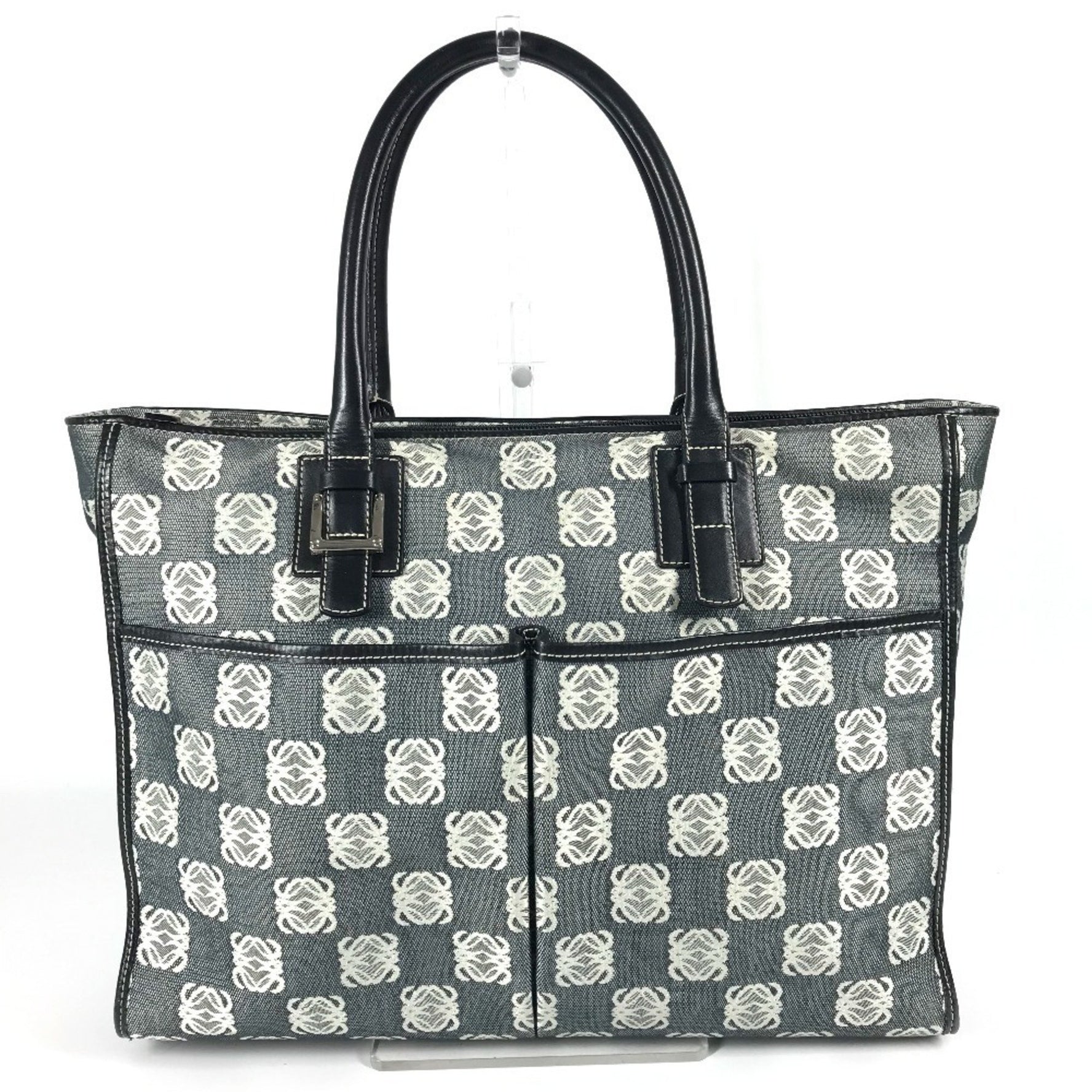 LOEWE Anagram Logo Handbag, Tote Bag, Shoulder Business Leather/Canvas, Unisex, Gray