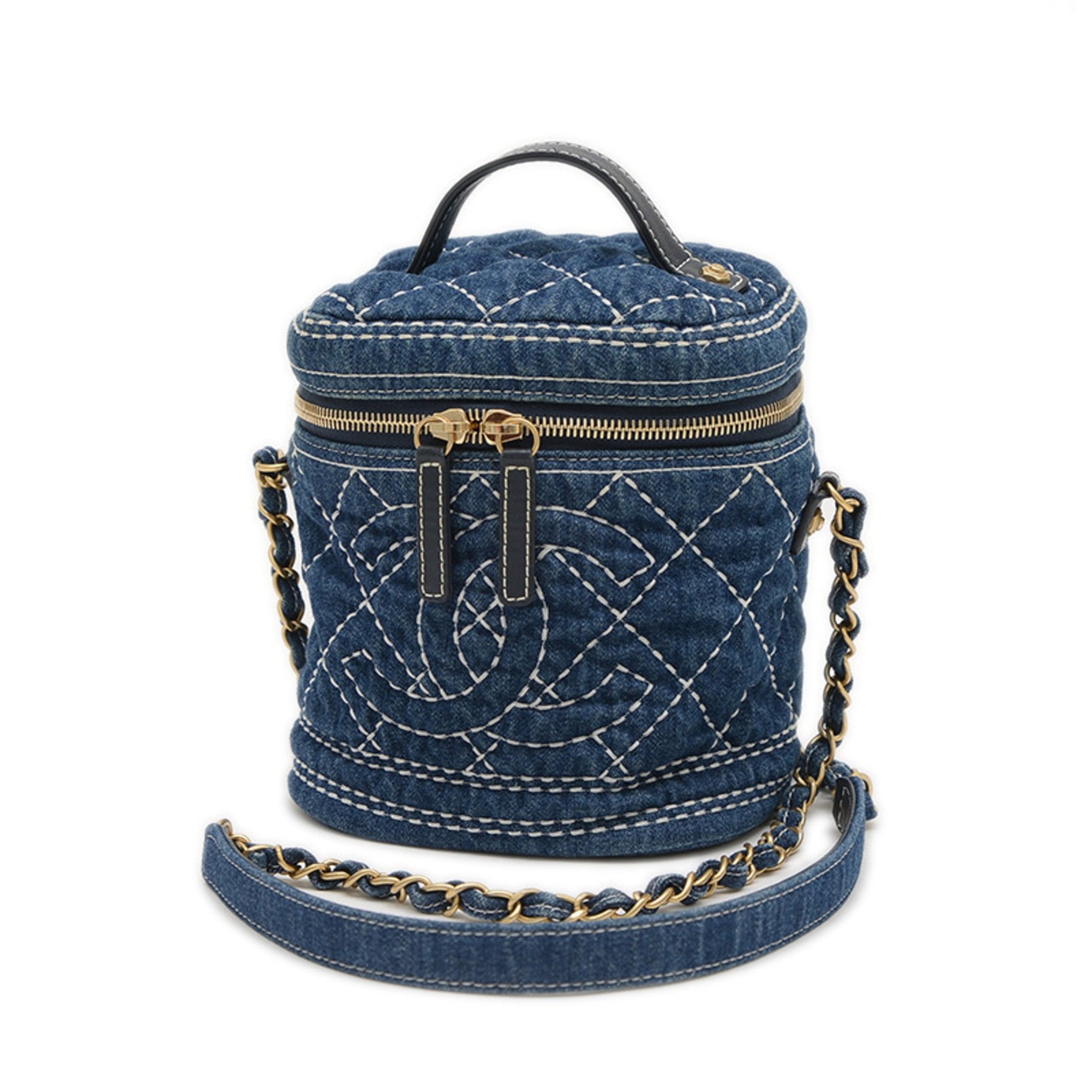 Chanel Coco Mark Vanity Chain Shoulder Bag Handbag Denim