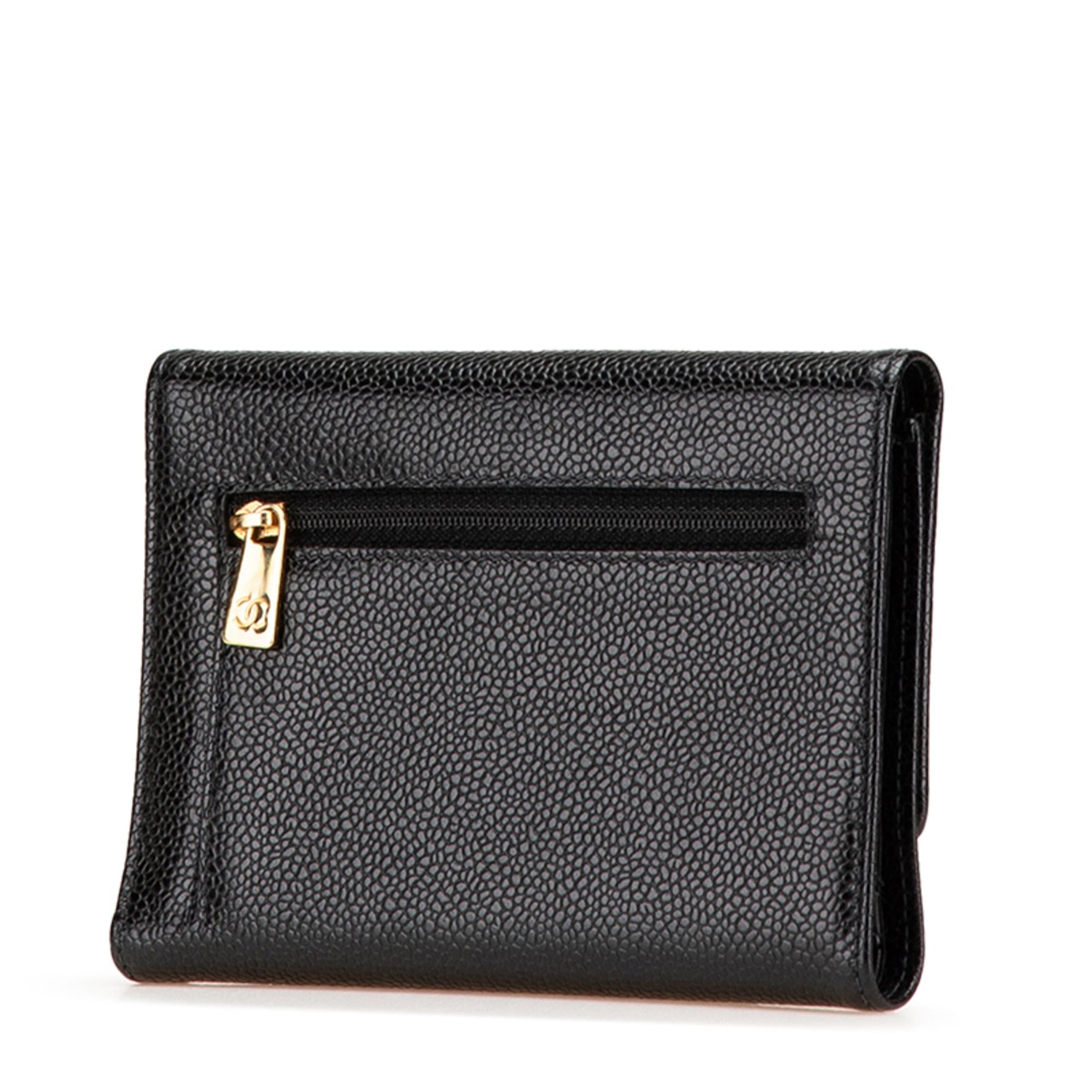 CHANEL Coco Mark Tri-fold Wallet in Caviar Leather