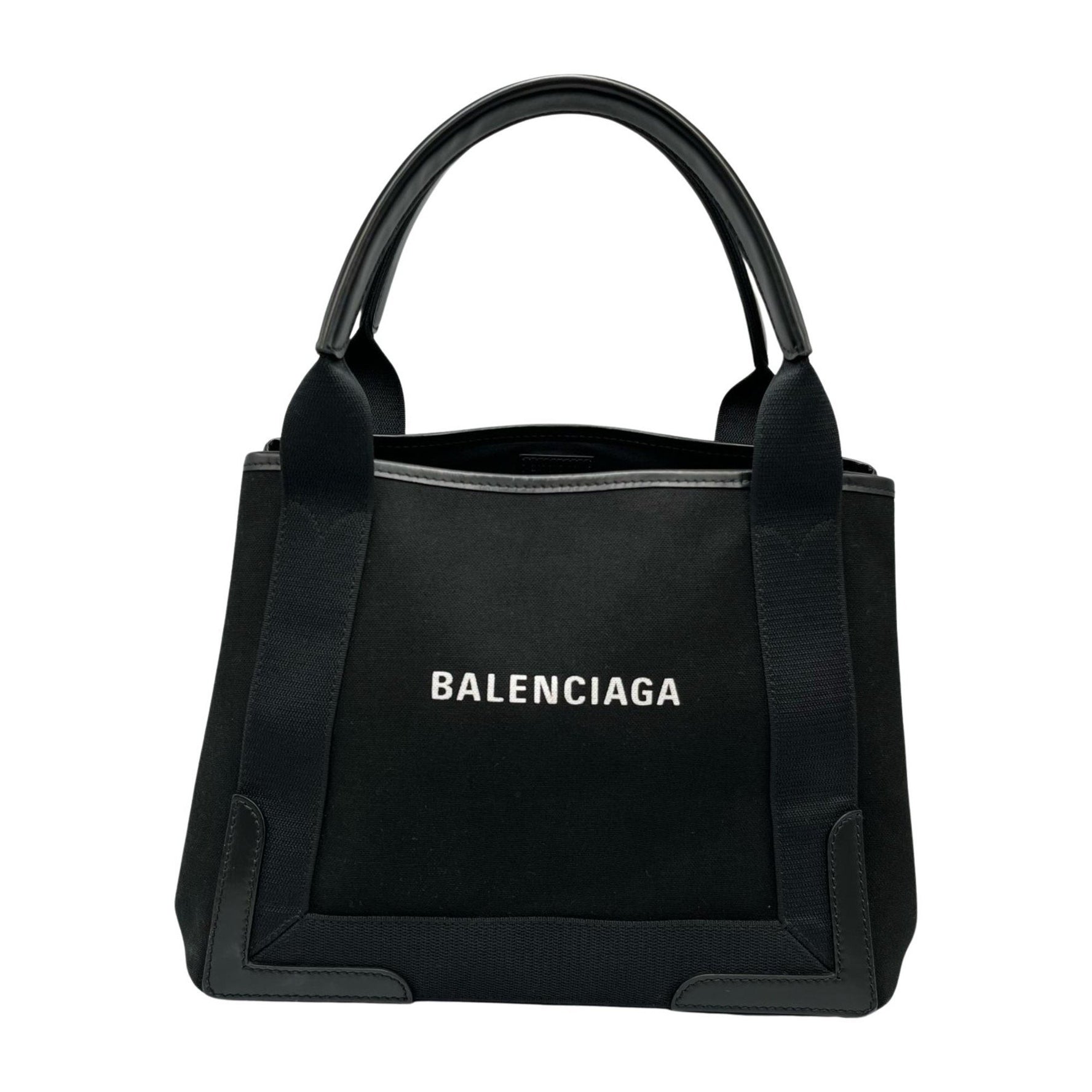 Balenciaga Cabas S Tote Bag in Navy, Canvas, Leather, and Black