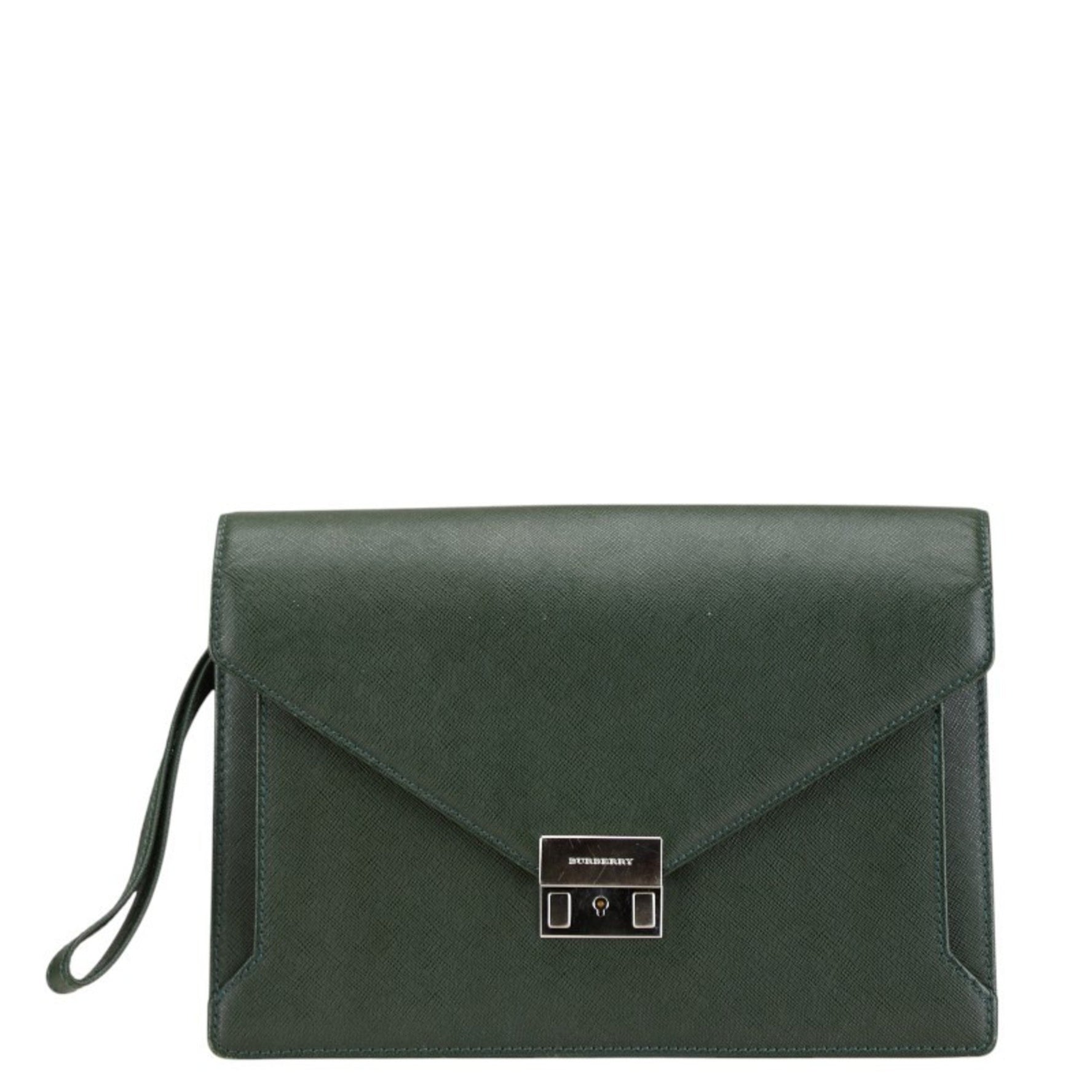 Burberry clutch bag, second green leather, men's, BURBERRY