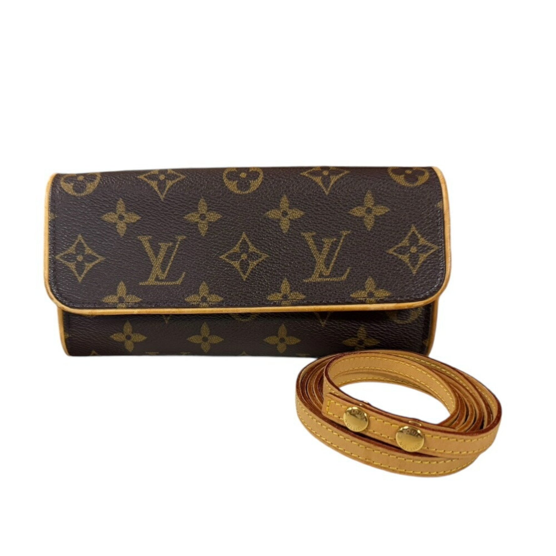 Louis Vuitton Pochette Twin PM Monogram Shoulder Bag Canvas M51854 Brown Women's LOUIS VUITTON