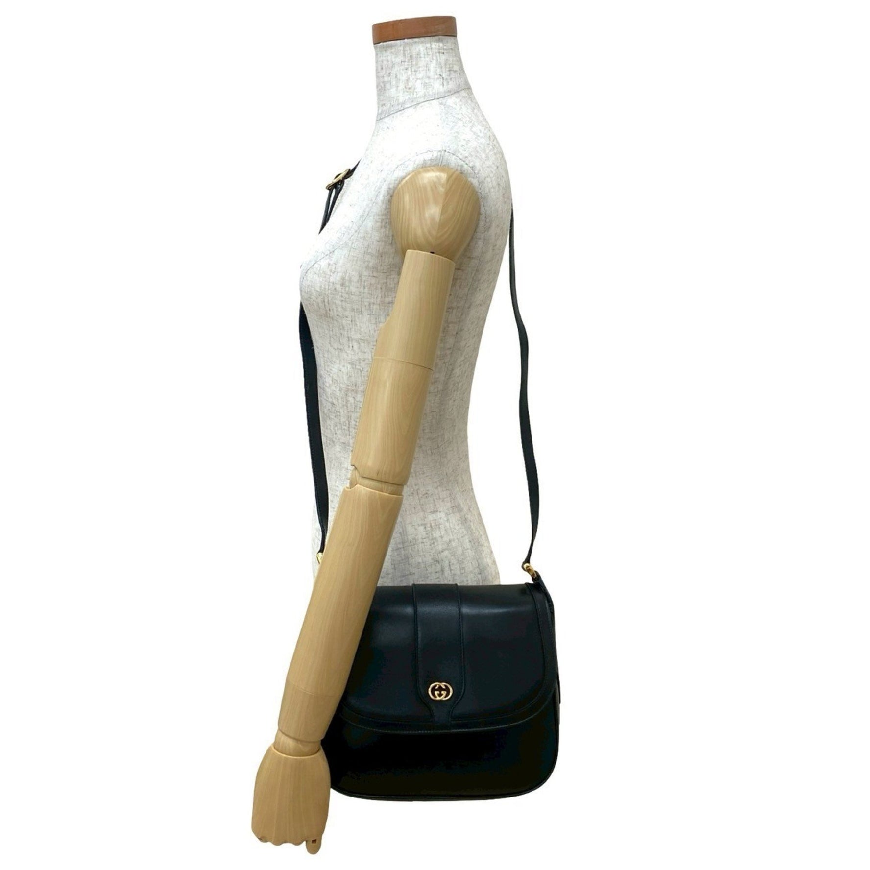 GUCCI Old GG Logo Hardware Leather Genuine Shoulder Bag Pochette Sacoche