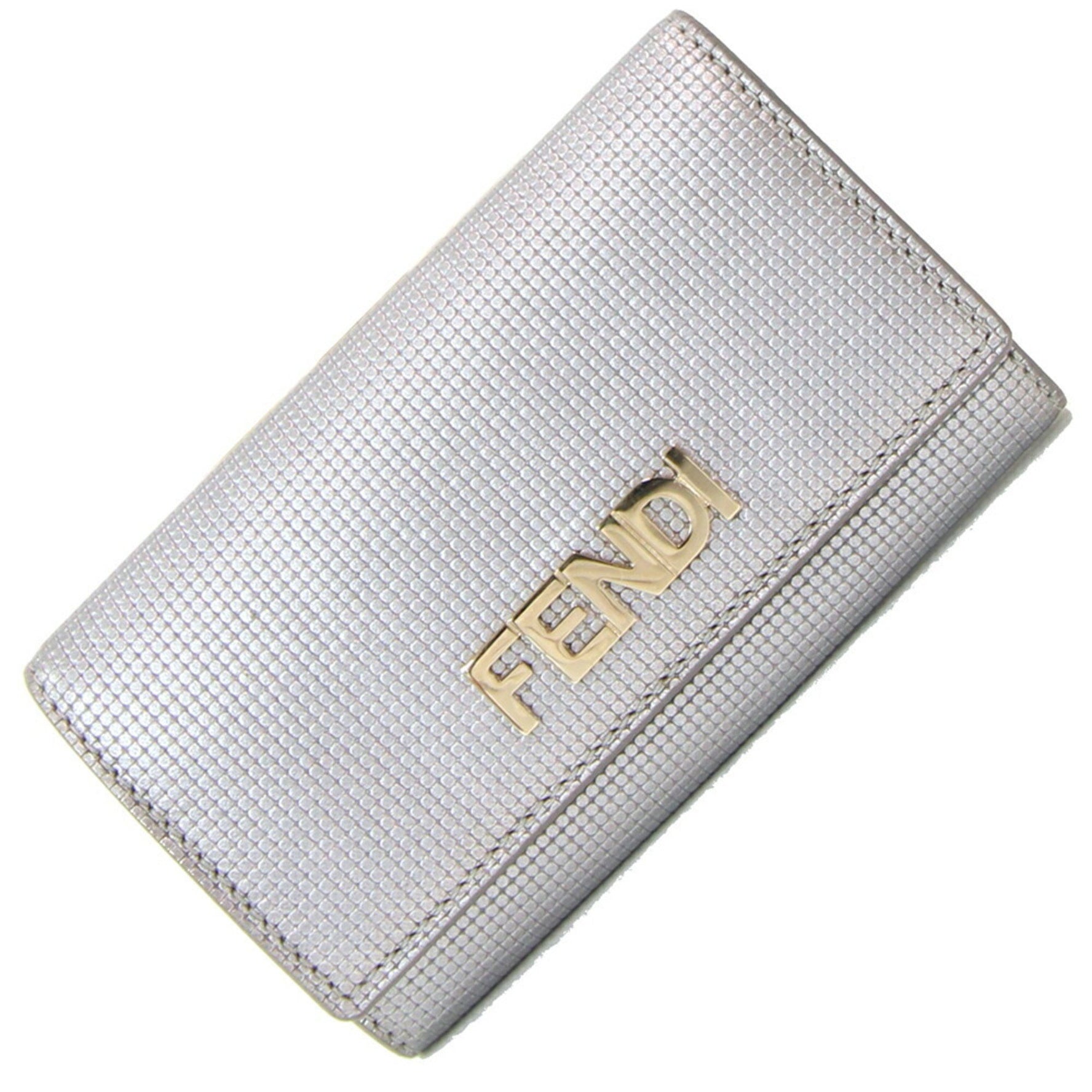 FENDI 6-ring key case 8AP079 Silver leather Women's