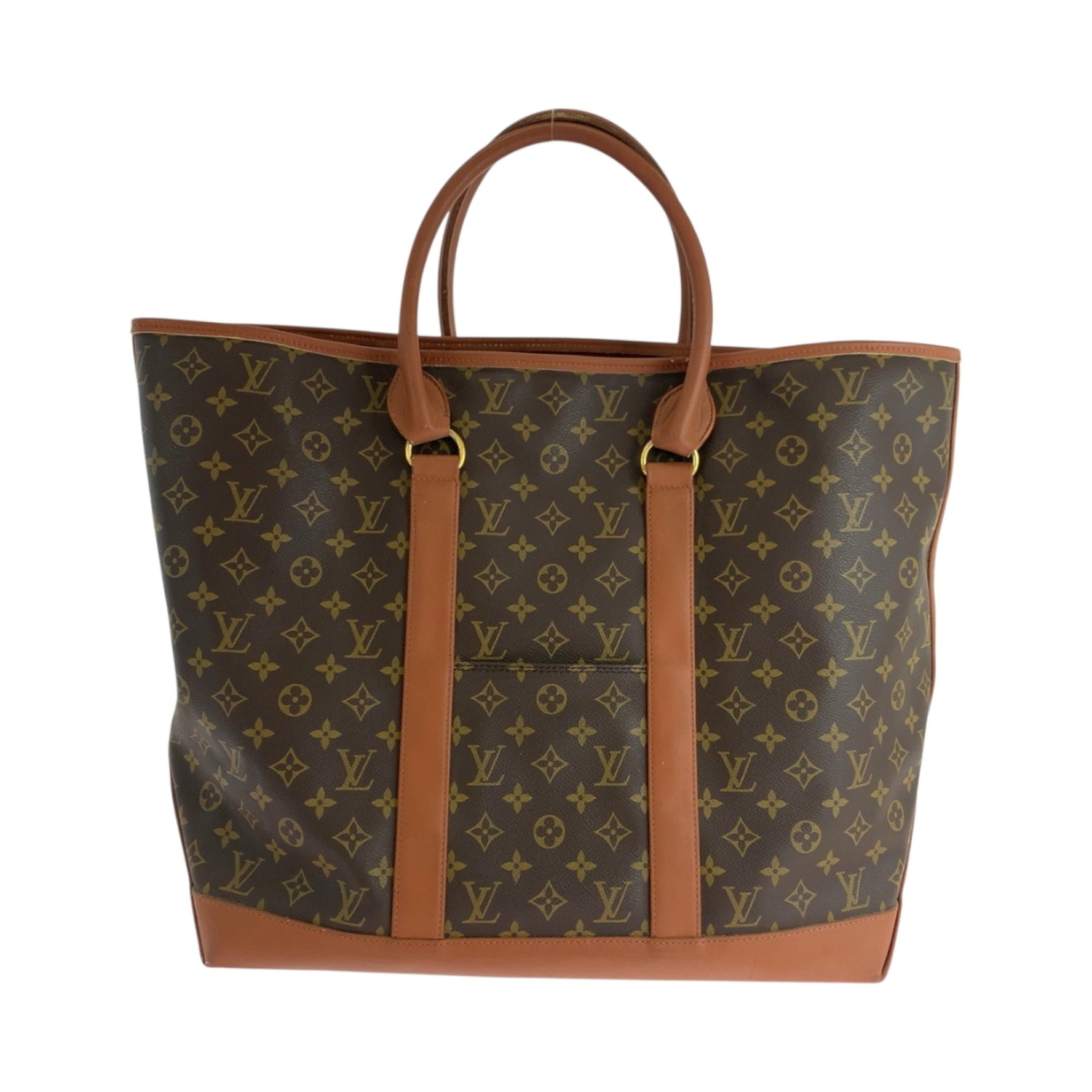 Louis Vuitton Monogram Sac Weekend GM Brown Gold Hardware Tote Bag Shoulder Men's