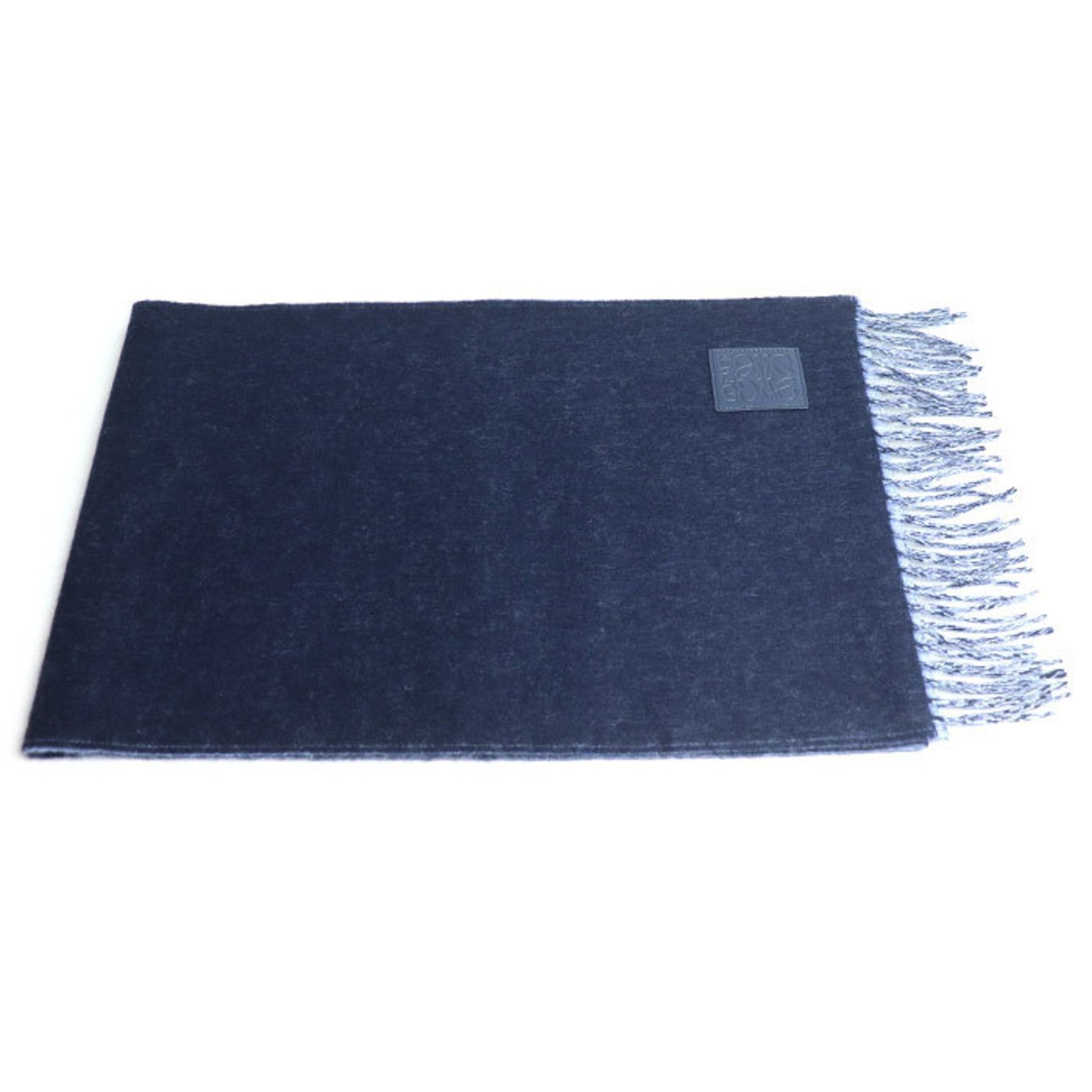 LOEWE Anagram Wool and Cashmere Scarf, Navy Light Blue, 5142, Unisex
