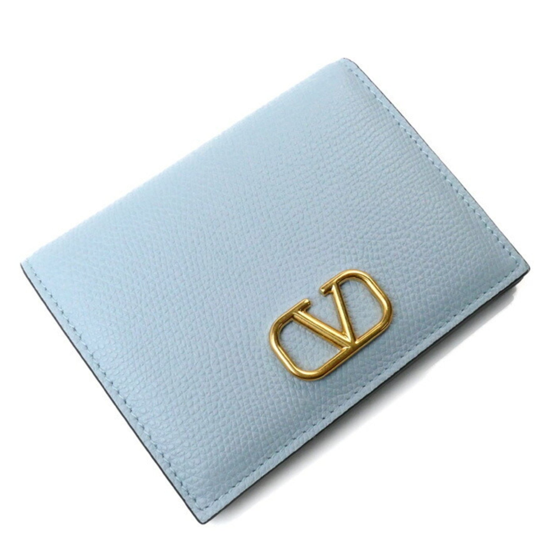 Valentino Garavani V Small Wallet Bi-fold Porcelain Blue