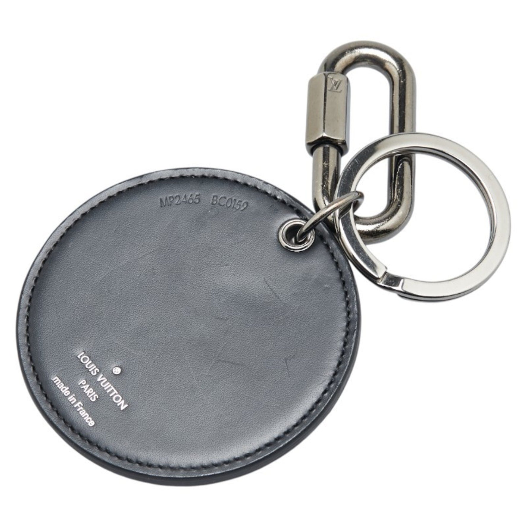 Louis Vuitton Monogram Porte Cle Round Rainbow Keychain Charm Black Multicolor Leather Metal