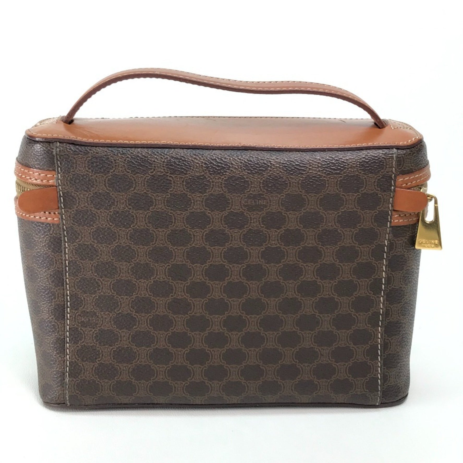 CELINE Macadam Makeup Pouch, Handbag, Vanity Bag, Leather/PVC