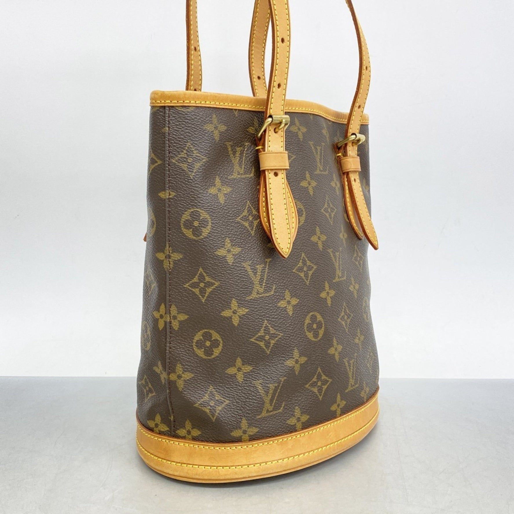 Louis Vuitton Monogram Bucket PM Tote Bag M42238 Brown Women's