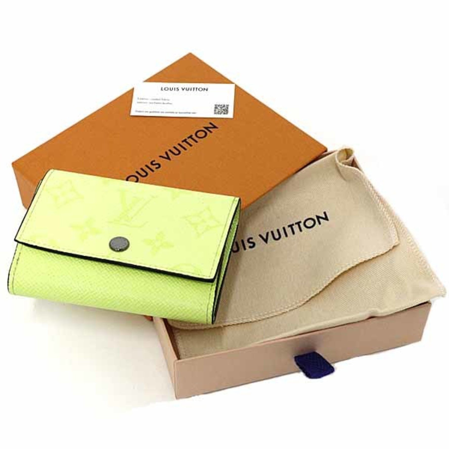 Louis Vuitton Victor Wallet, Tri-fold Japan Exclusive, Taiga Cowhide Leather, Lemon, Unused