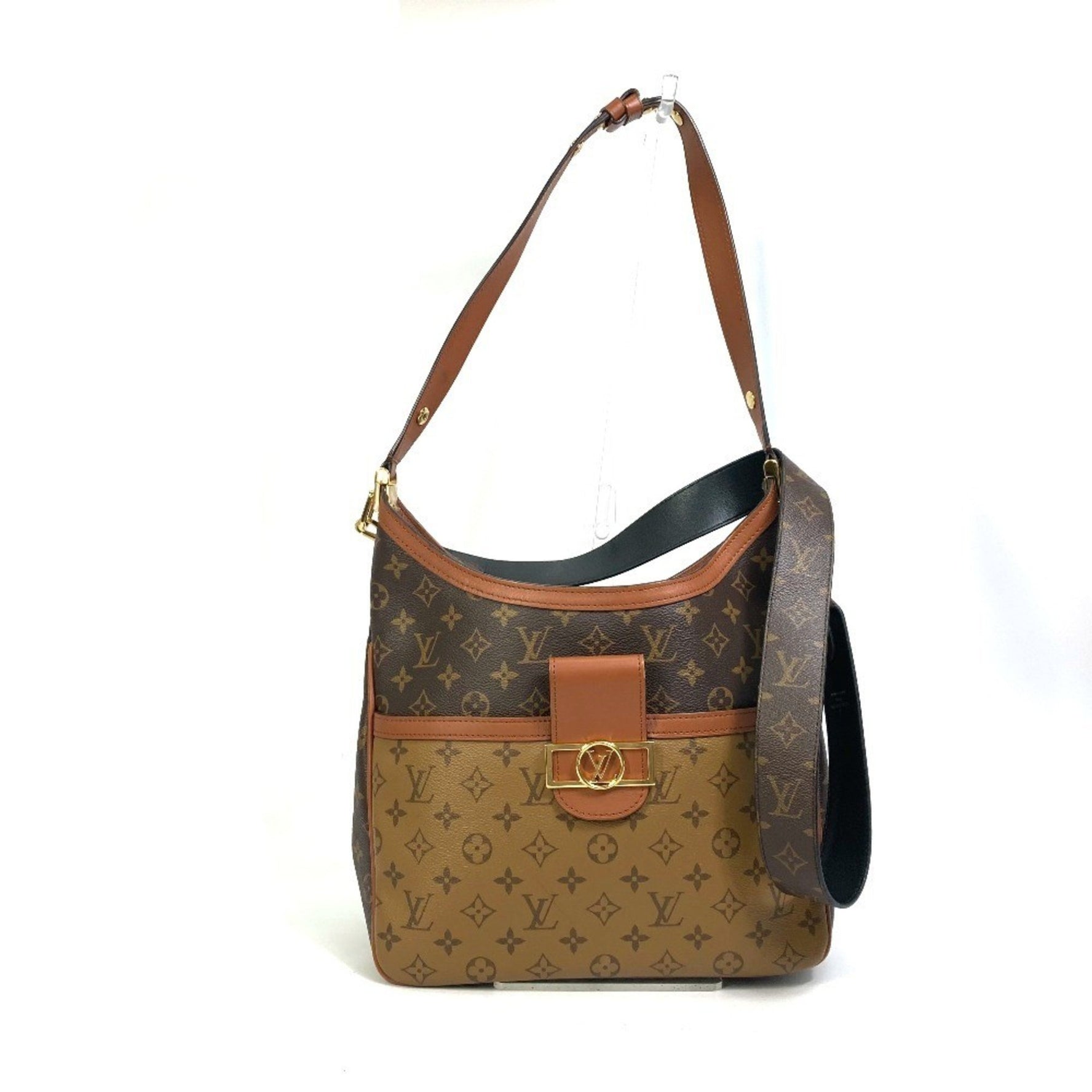 LOUIS VUITTON M45194 Monogram Reverse Hobo Dauphine PM Shoulder Bag in Canvas, Brown