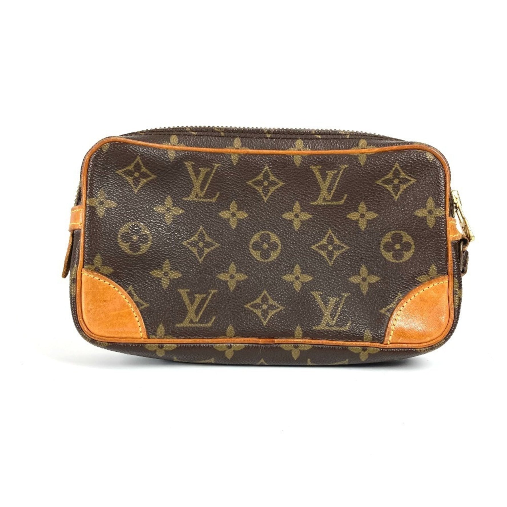 Louis Vuitton Monogram Marly Dragonne PM Pouch Bag Clutch with Strap Second Canvas Men's