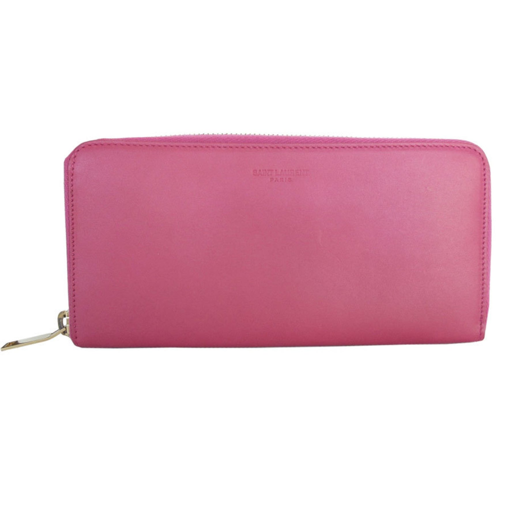 Saint Laurent SAINT LAURENT Round Long Wallet Leather Pink Women's s0303f