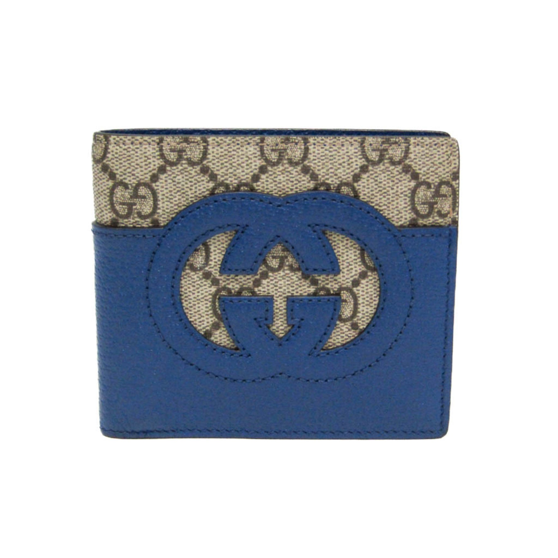 Gucci New Basket Interlocking G Coin Wallet Men,Women GG Canvas,Leather Wallet (bi-fold) Beige,Blue