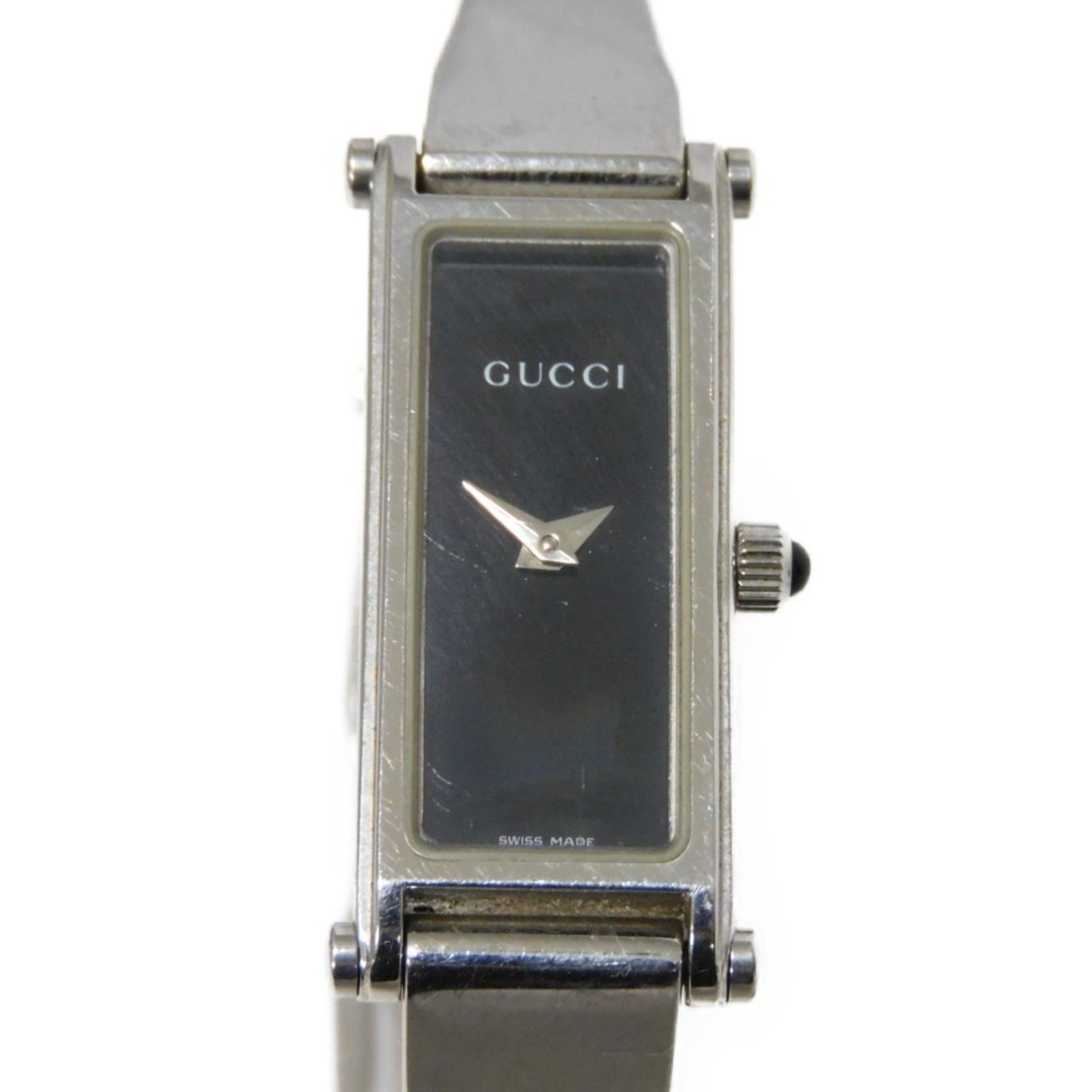 Gucci Bangle Watch Black Dial Quartz SS 1500L Women's