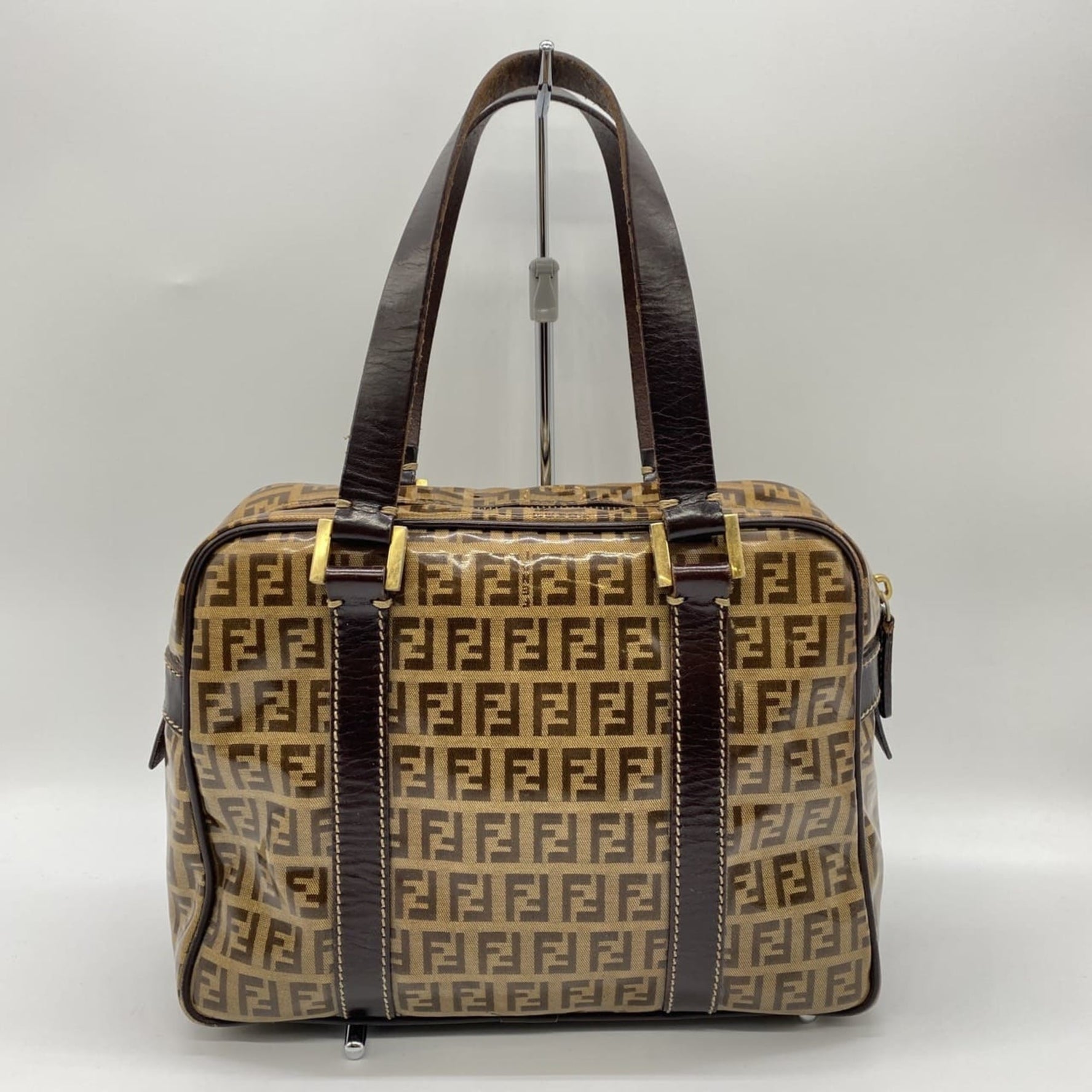 FENDI Zucchino handbag, tote bag, shoulder coated canvas and leather, women