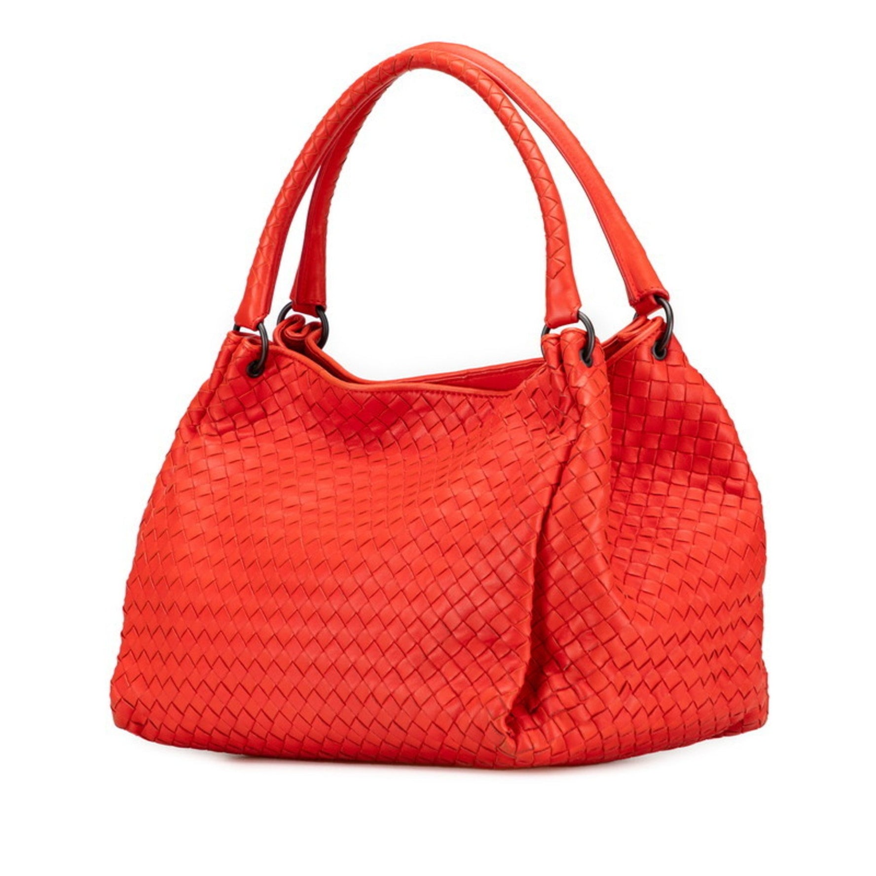 Bottega Veneta Intrecciato Parachute Tote Bag, Shoulder Handbag, Red Leather