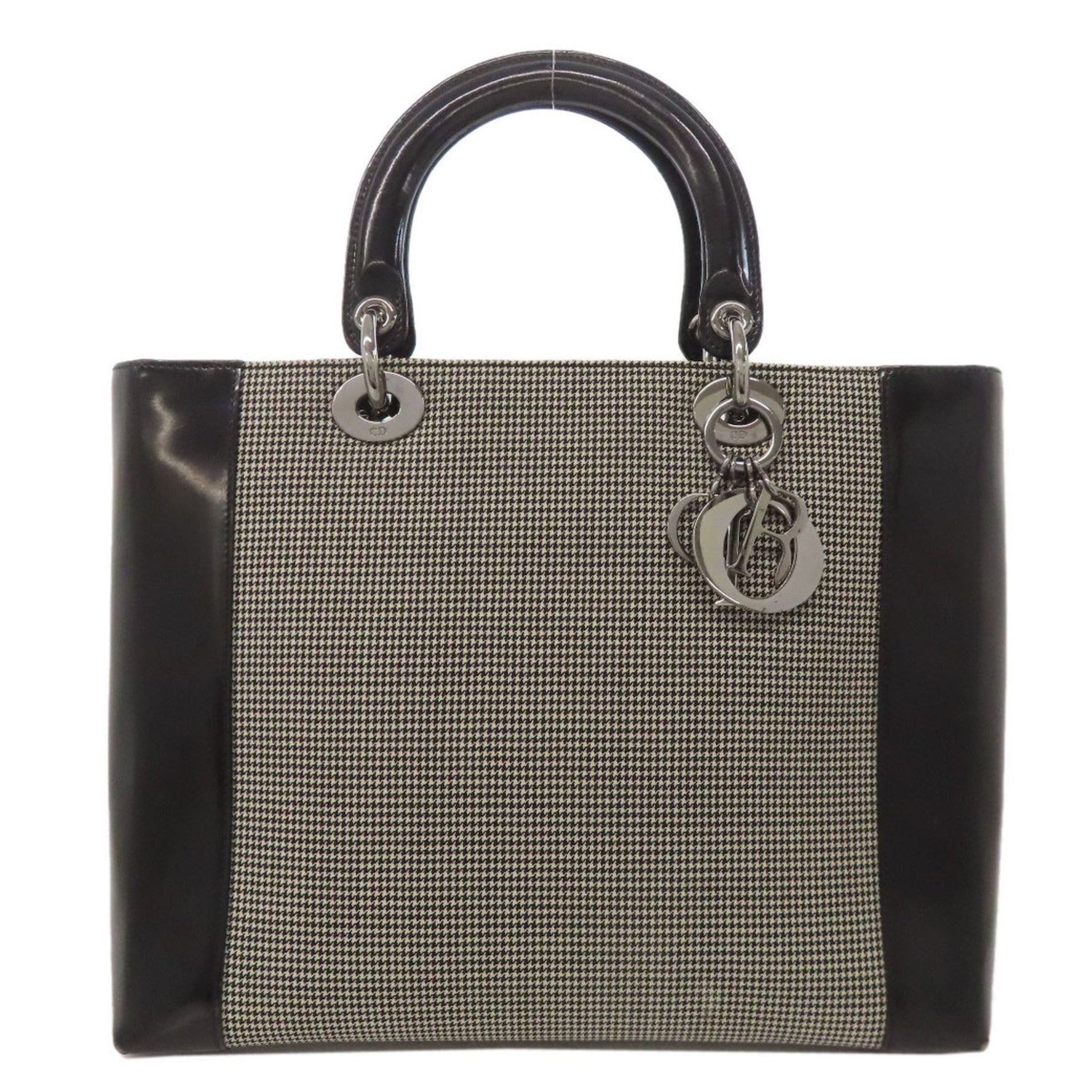 Christian Dior Lady Houndstooth Tote Bag Canvas