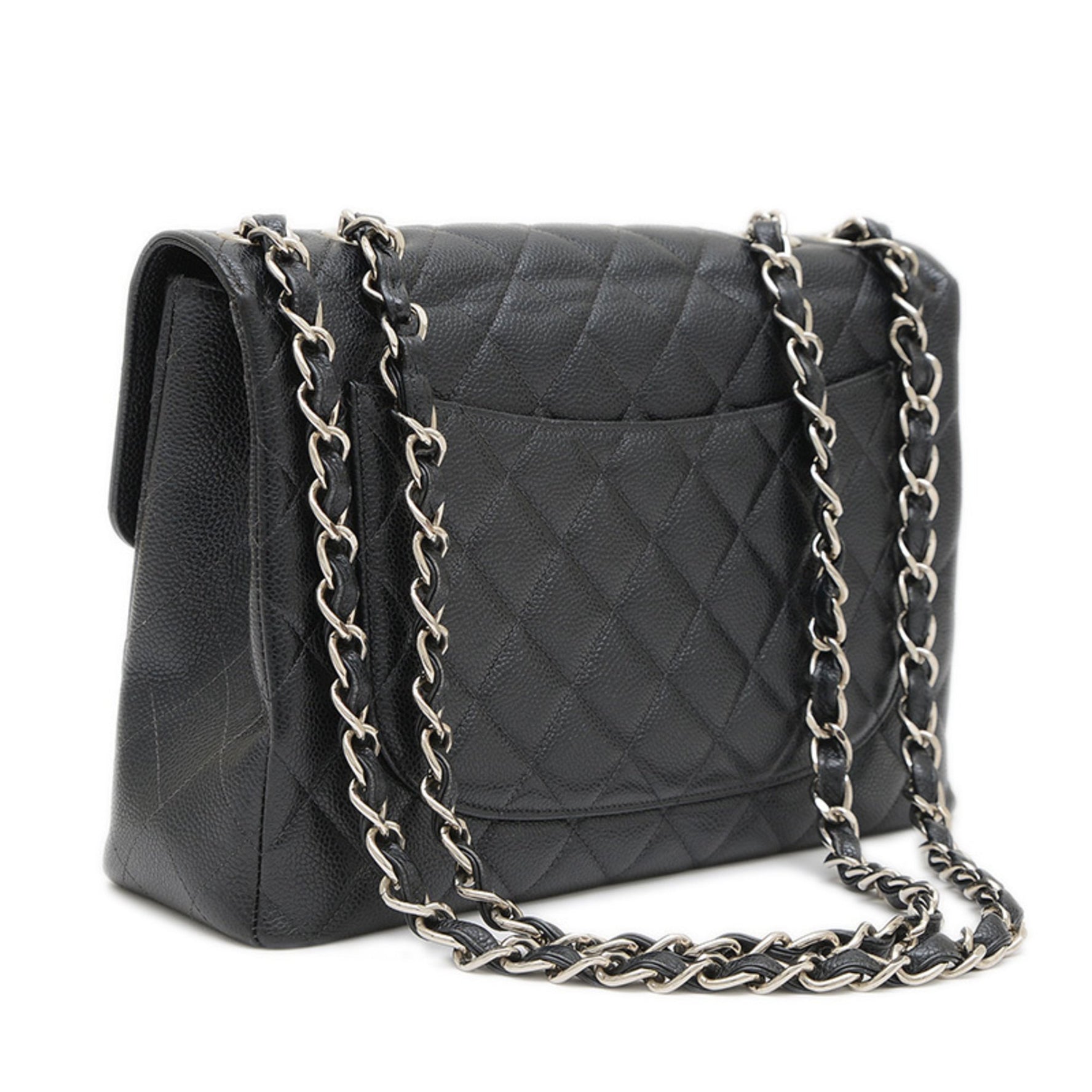 Chanel Deca Matelasse 30 Chain Shoulder Bag in Caviar with Silver Hardware