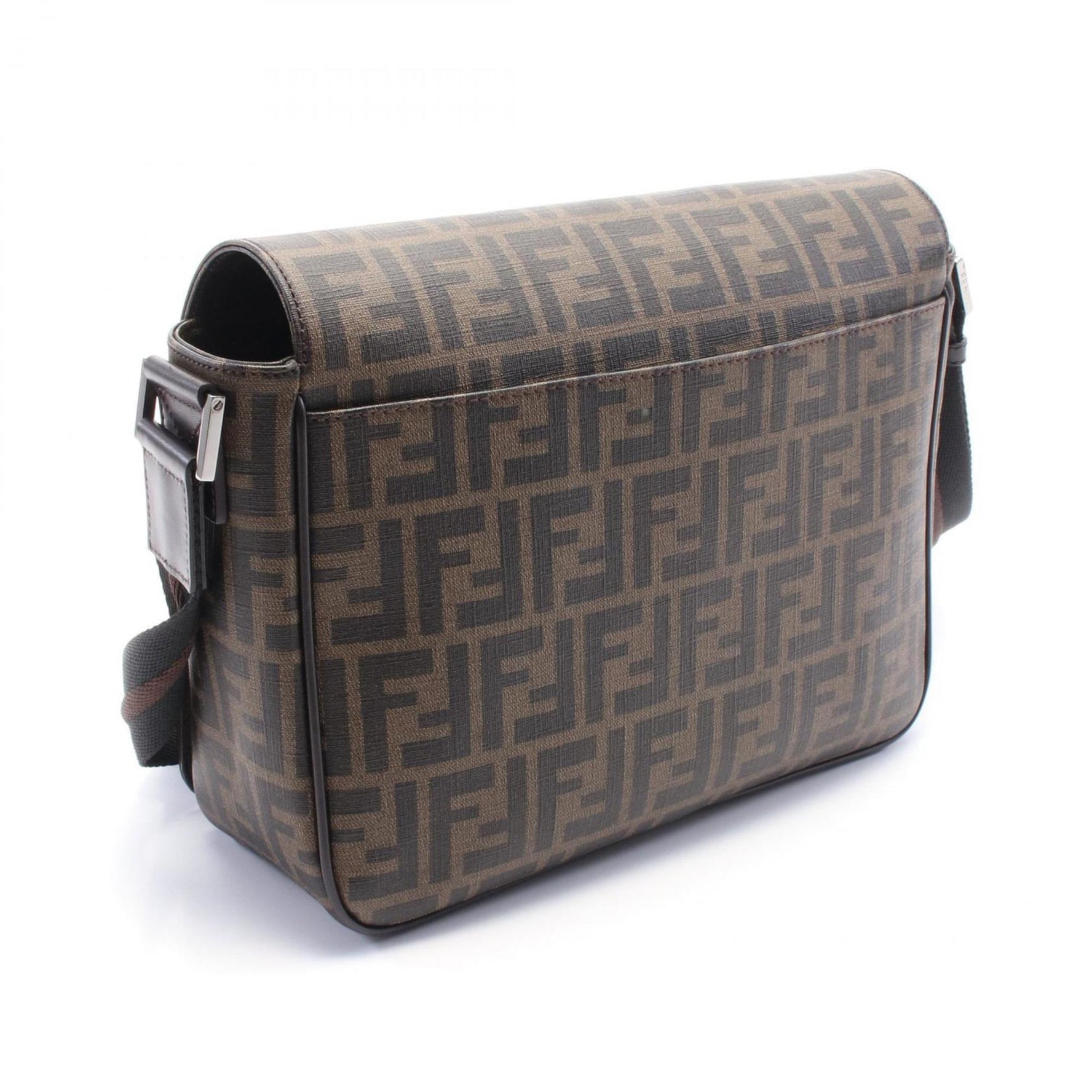 Fendi Zucca shoulder bag in coated canvas and leather, brown.