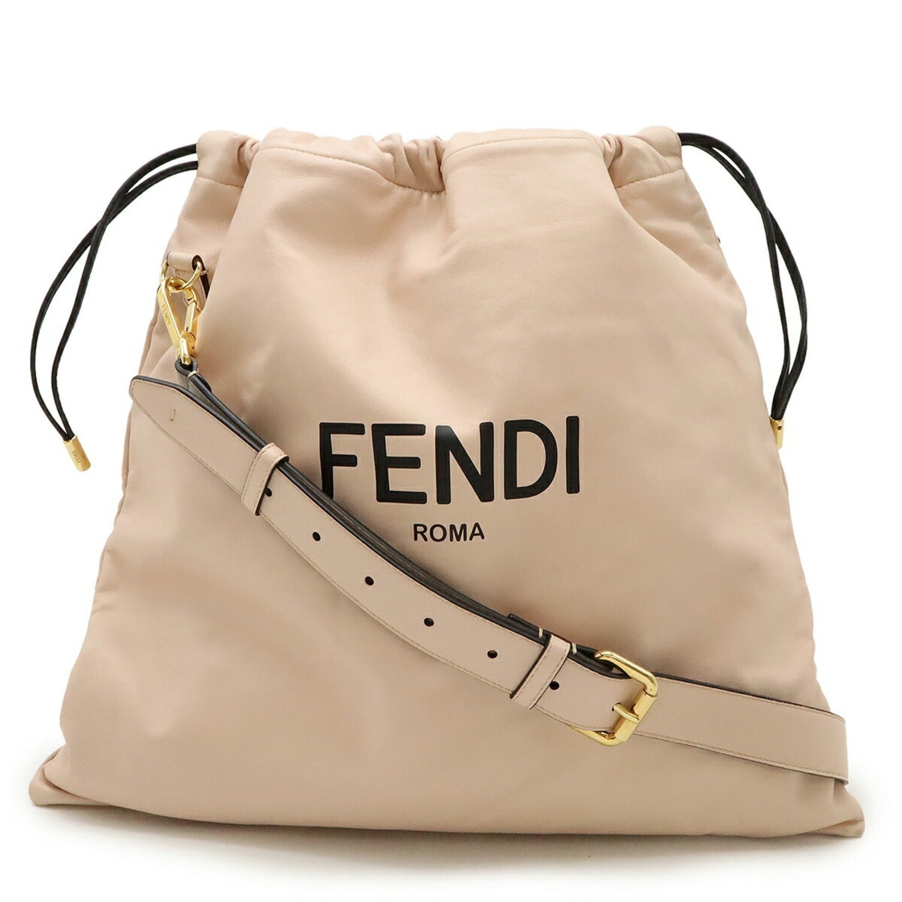 FENDI Medium Clutch Shoulder Bag in Pink and Black Leather