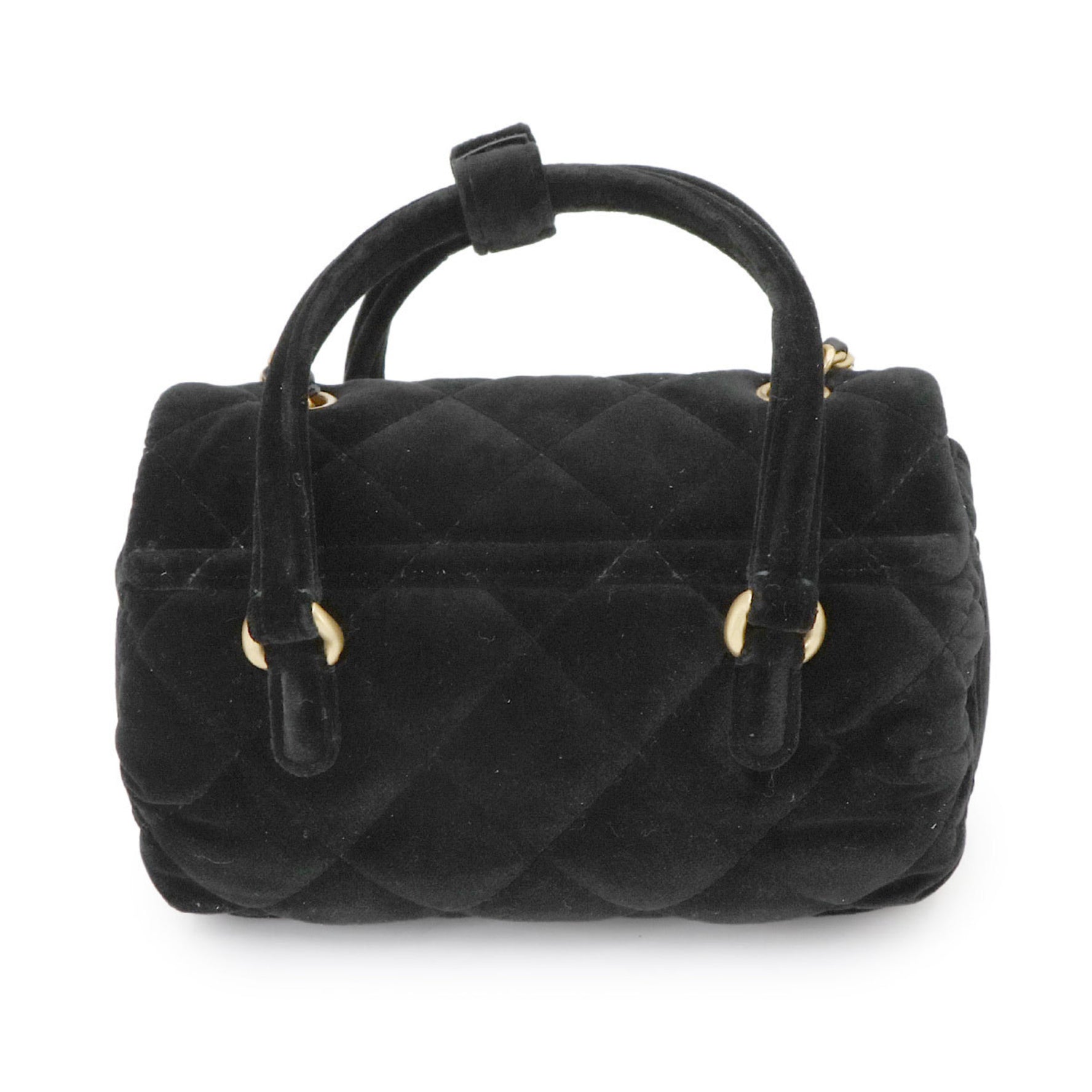 CHANEL Matelasse Mini Hand Chain Shoulder Bag in Velvet with Bowling
