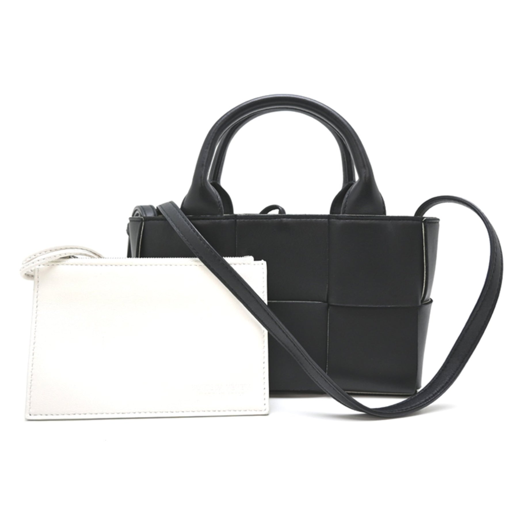 Bottega Veneta Candy Arco Tote Bag in Lamb Leather, Noir/White