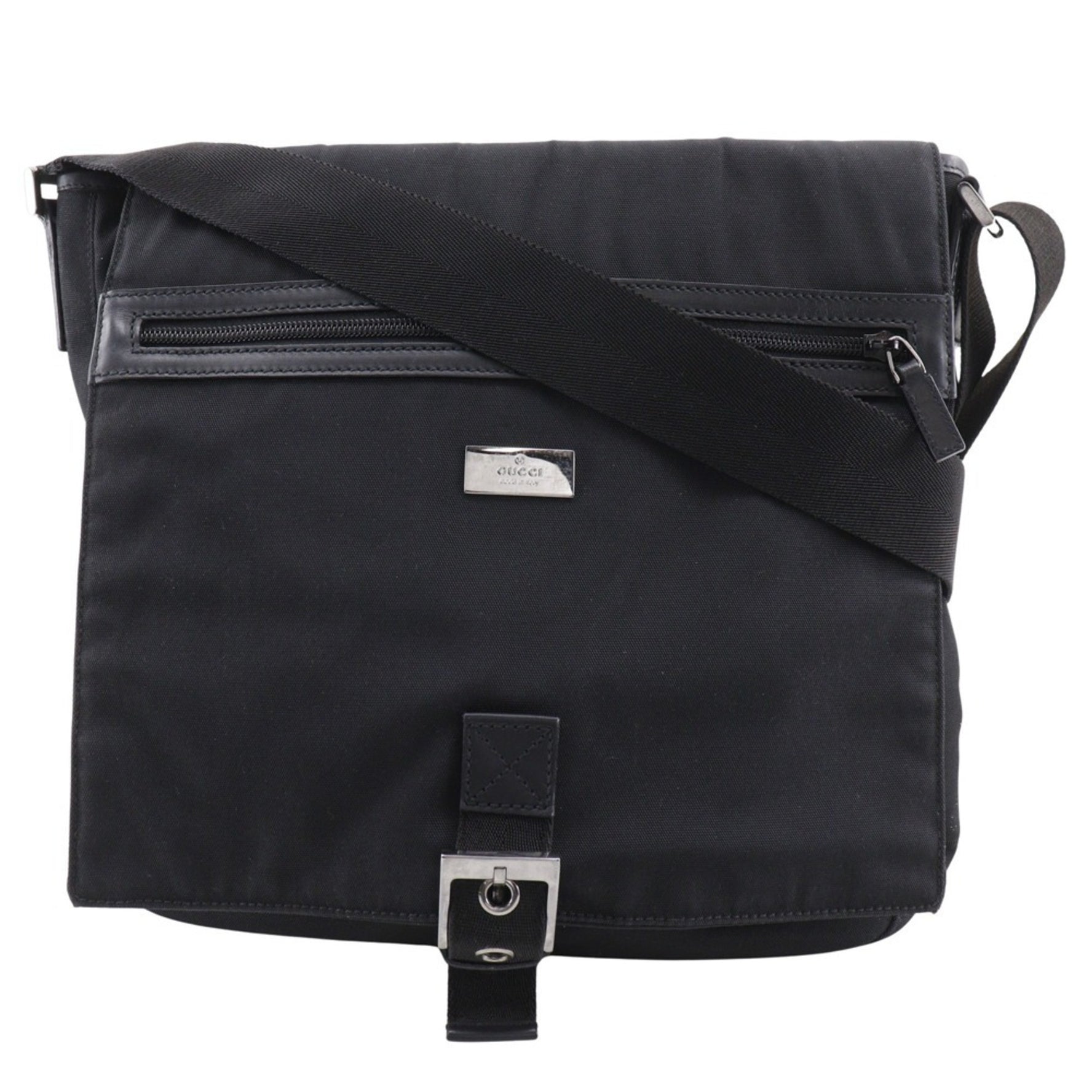 Gucci Shoulder Bag Nylon Canvas Belt Clasp Unisex