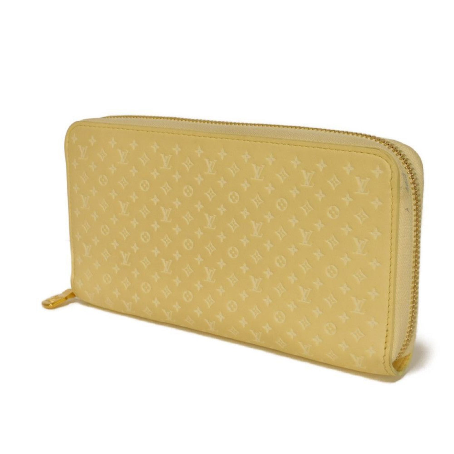 Louis Vuitton Zippy Wallet, Nanogram Embossed Yellow Round RFID Nano Monogram Jaune Men's and