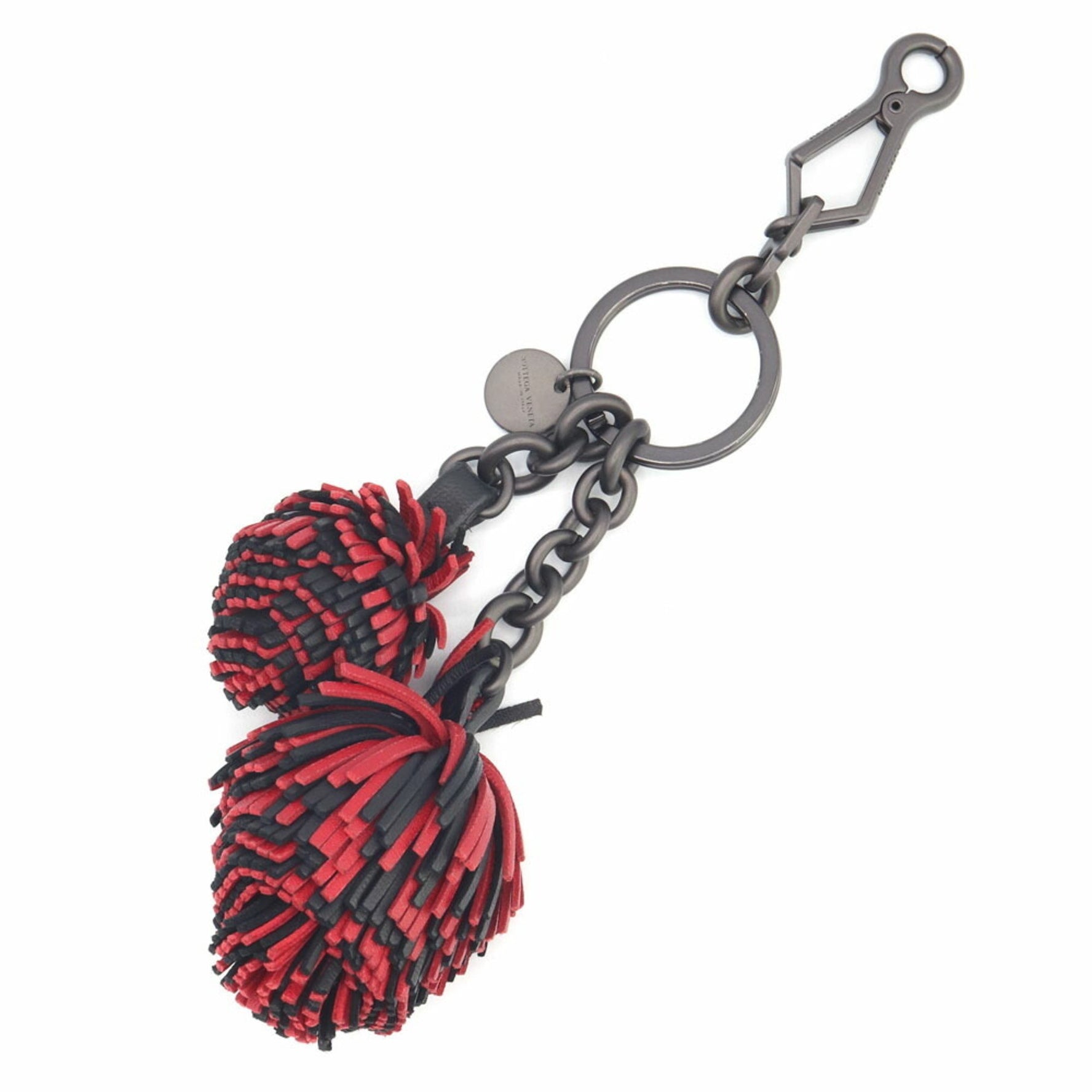 Bottega Veneta Bag Charm Red and Black Leather Keychain/Key Ring Bonbon