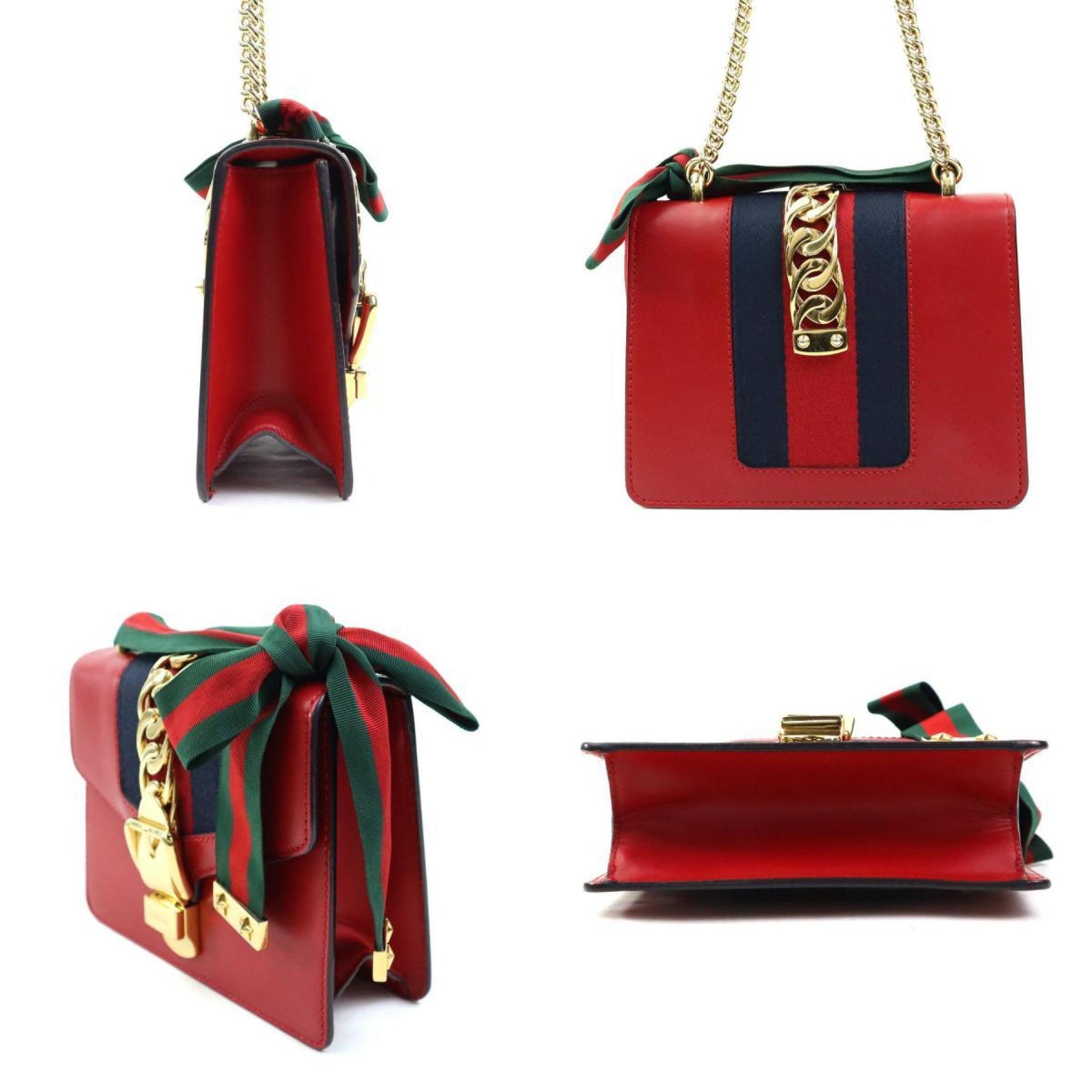 GUCCI Shoulder Bag Sylvie Leather Red