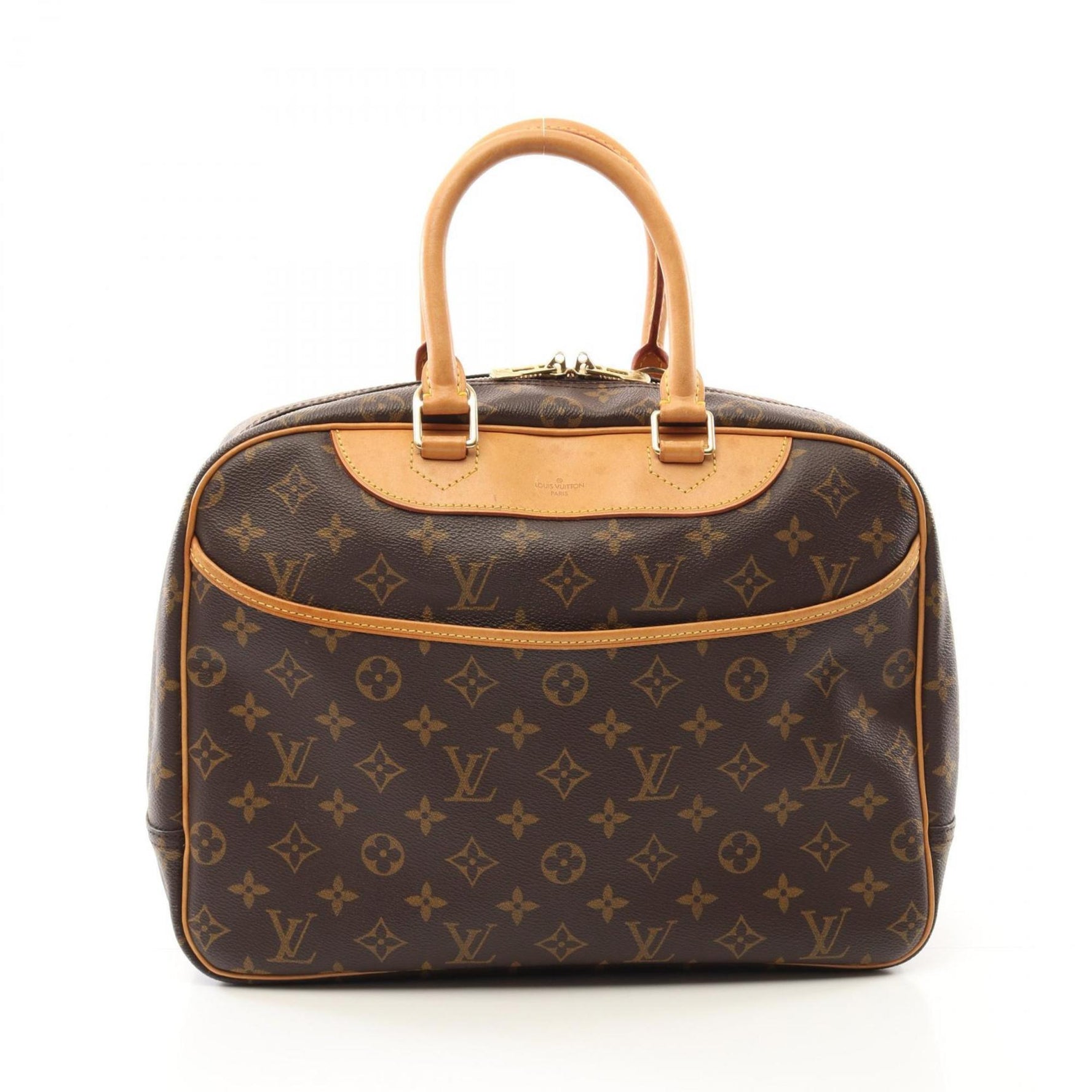 Louis Vuitton Deauville Bowling Vanity Handbag Coated Canvas Leather Monogram