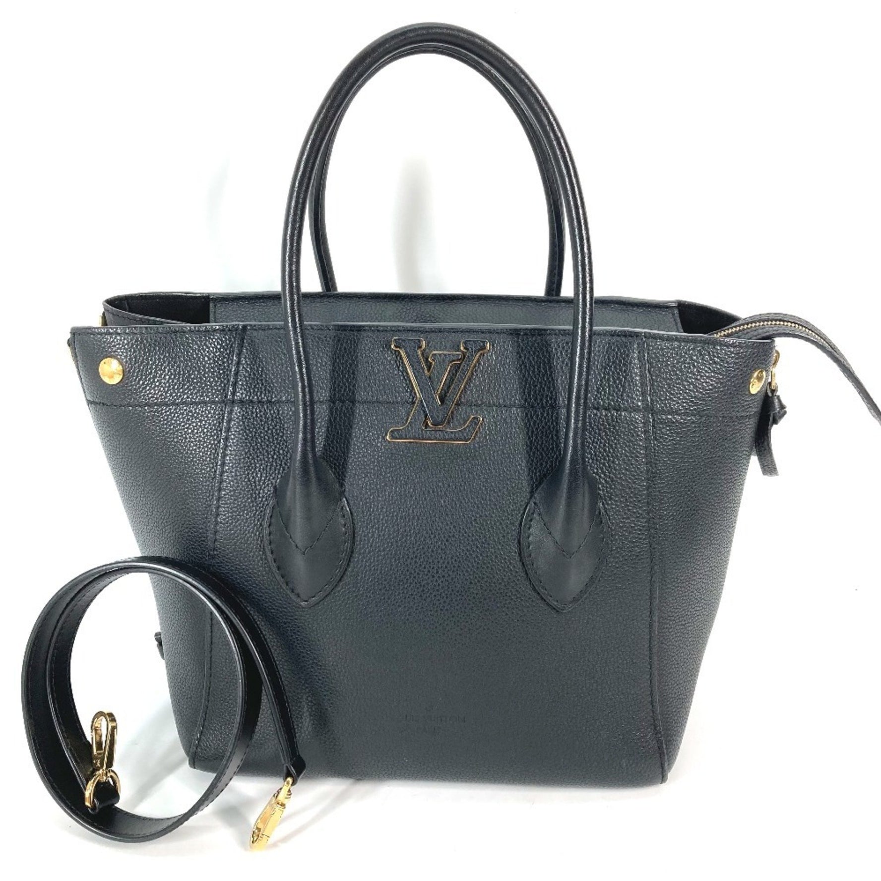 LOUIS VUITTON M54843 Freedom 2-Way Tote Bag, Shoulder Handbag, Taurillon Leather, Women's, Noir, Black