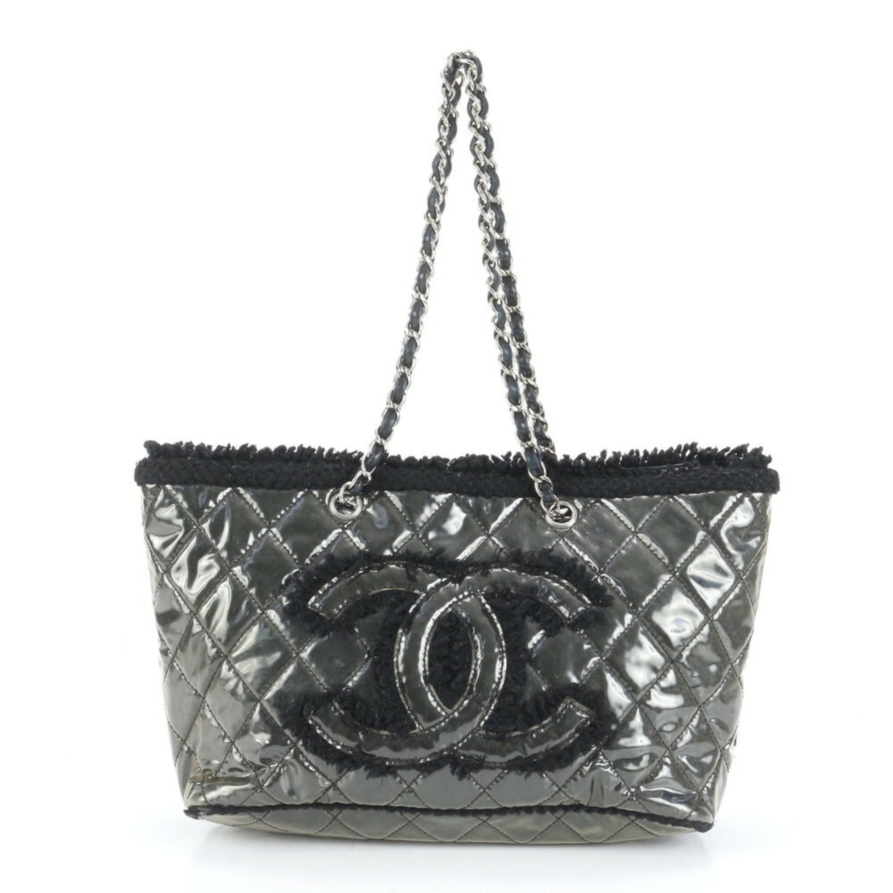 Chanel Patent Toilette Leather Tote Bag for Women with Serial Number and Boutique Seal