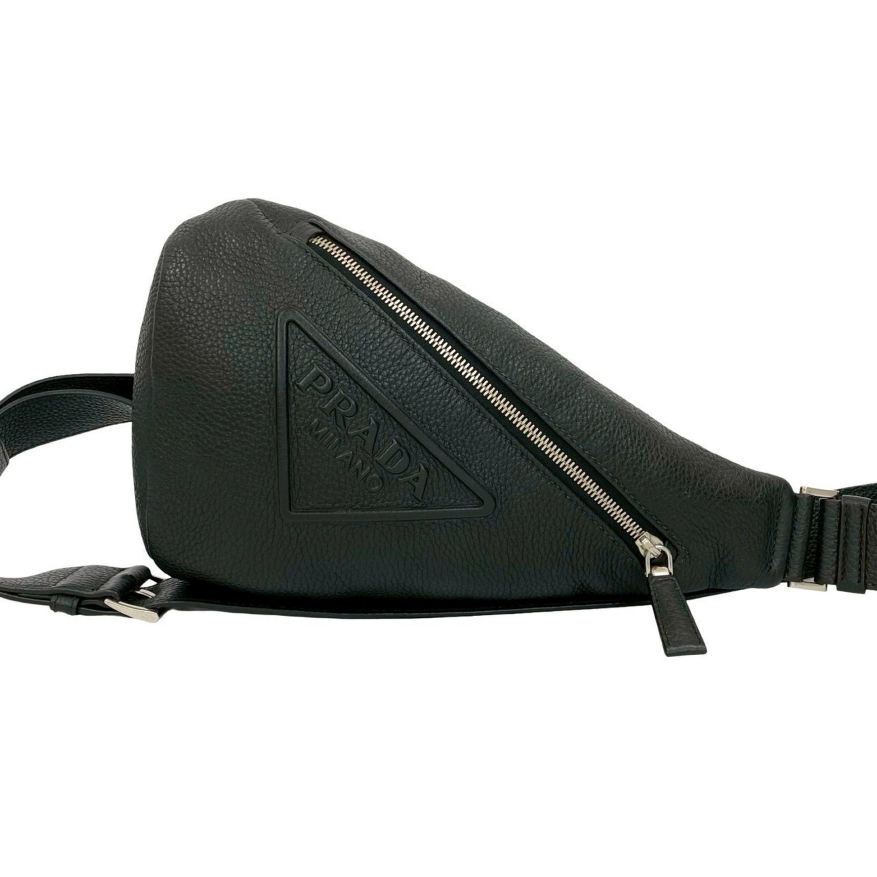 Prada Triangle Logo Embossed Vitello Dino Leather Body Bag/Shoulder Bag/Pochette
