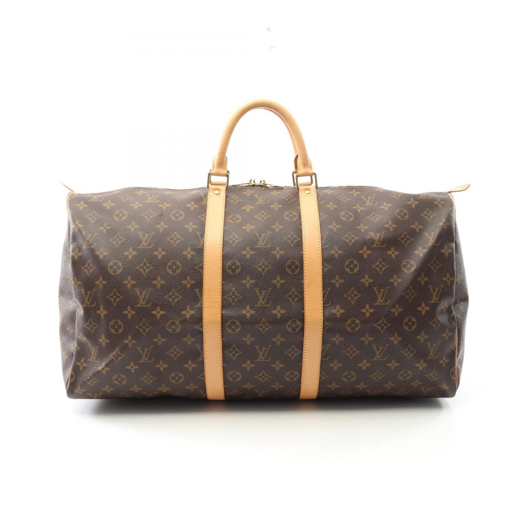 Louis Vuitton Keepall 55 Monogram Boston Bag Coated Canvas Leather Men's Brown