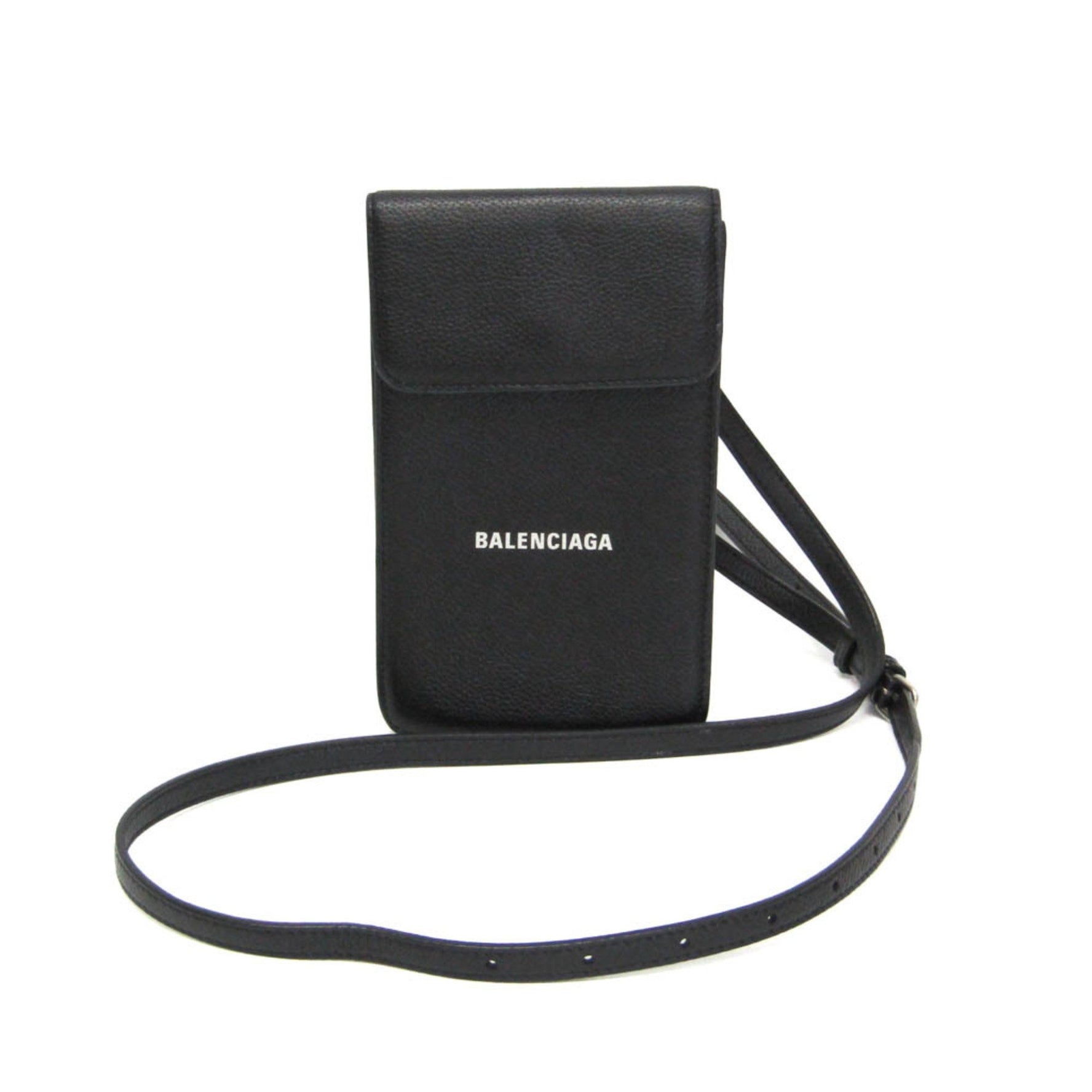 Balenciaga Smartphone Card Holder Men,Women Leather Shoulder Bag Black