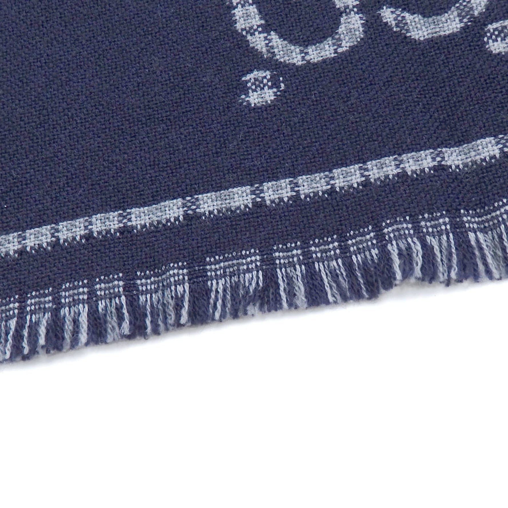 Gucci Check GG Wool Scarf/Muffler Gray/Blue