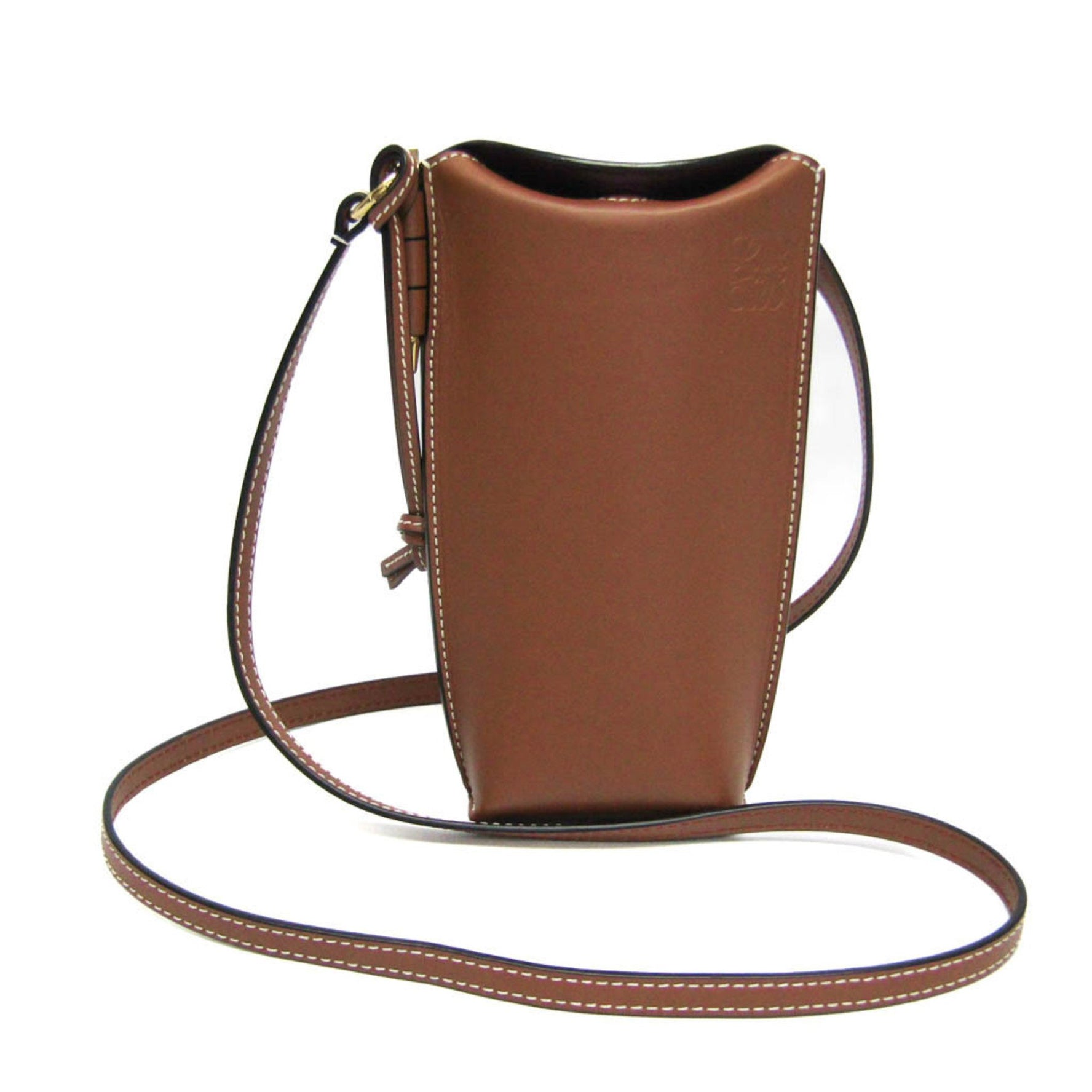 Loewe Gate Pocket C650Z42X34 Women's Leather Shoulder Bag Dark Brown