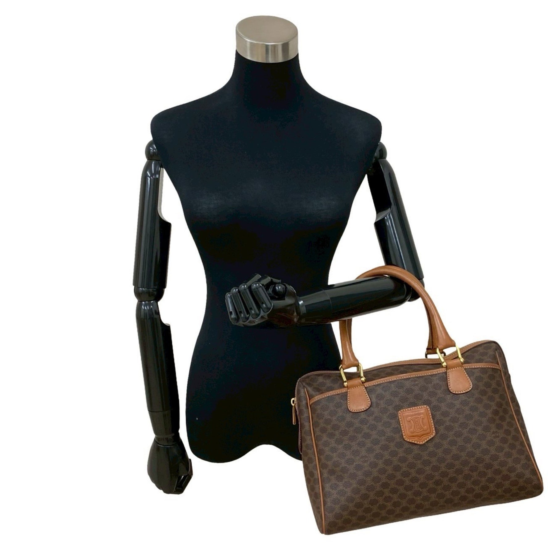 CELINE Macadam Blason Triomphe Leather Handbag/Mini Boston Bag 427-5