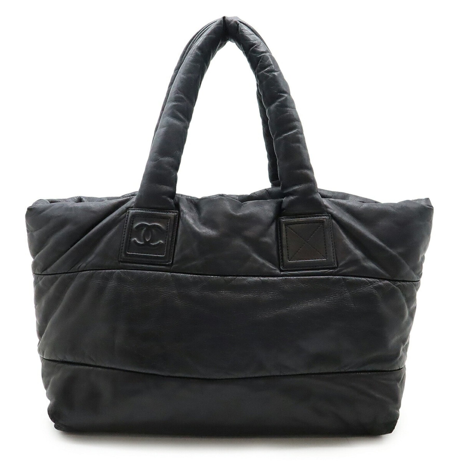 CHANEL Coco Cocoon Tote GM bag Shoulder mark Nylon Leather Black Bordeaux 7107