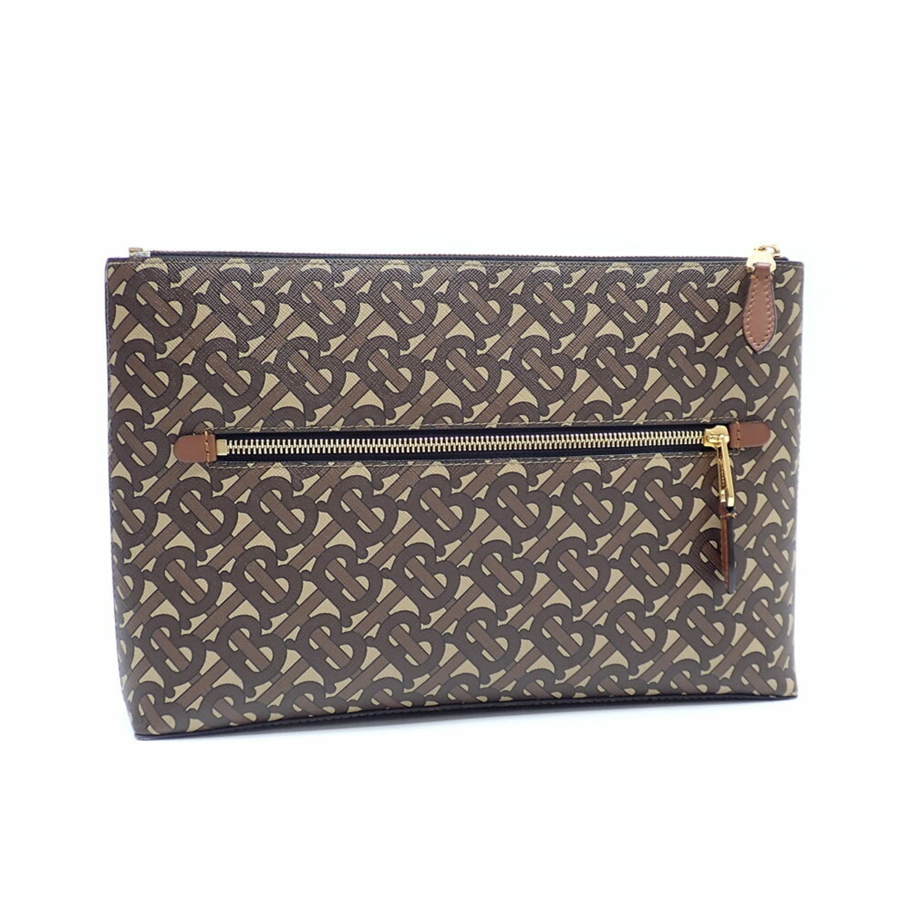 Burberry Clutch Bag for Men Brown PVC Leather TB Monogram Second