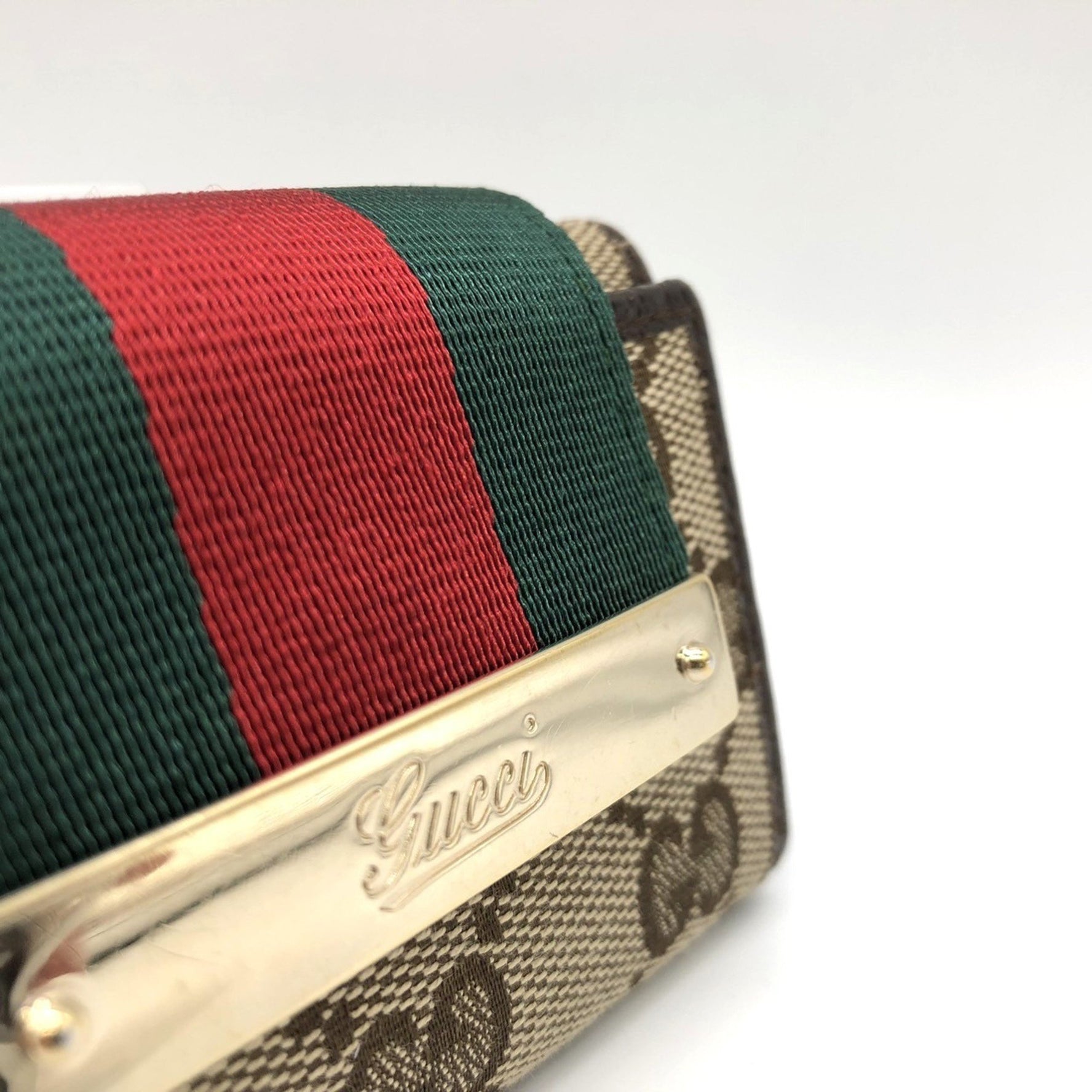 GUCCI Key Case GG Canvas Leather Sherry Line Men's