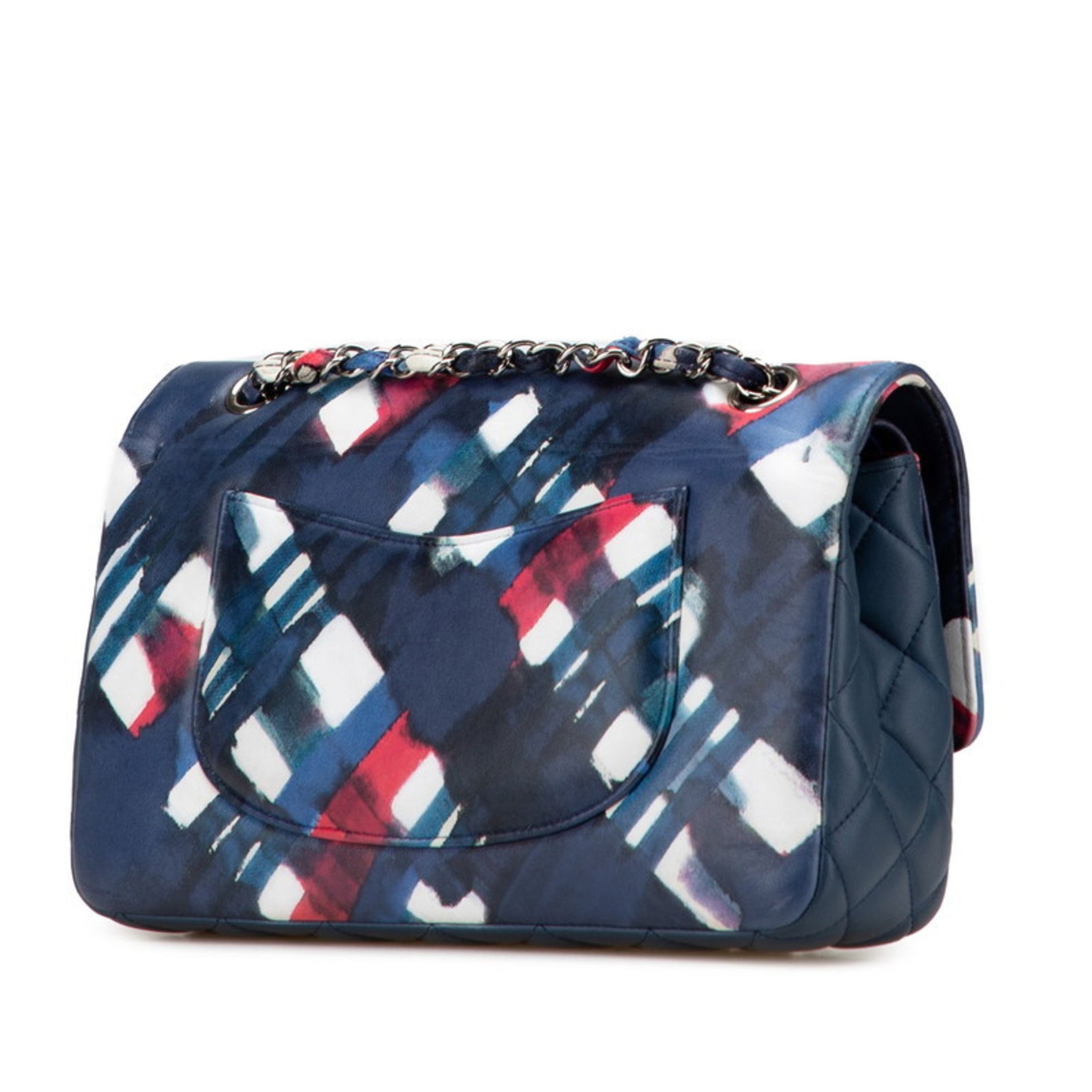 CHANEL Airline Matelasse Coco Mark Double Flap Chain Shoulder Bag Handbag Navy White Multicolor Lambskin