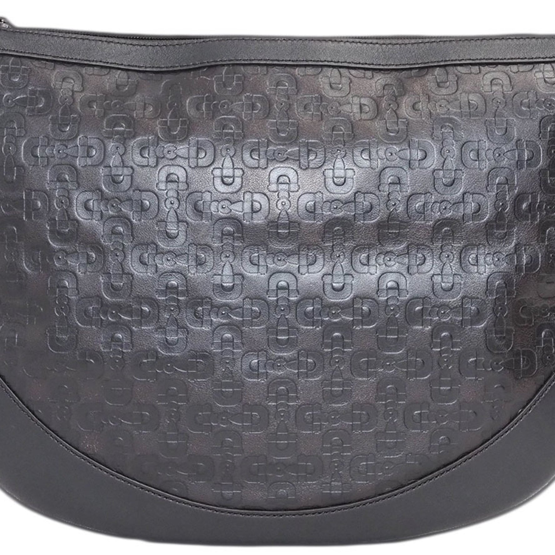 Gucci Round Shoulder Bag Brown Women's Leather Horsebit Embossed GUCCI