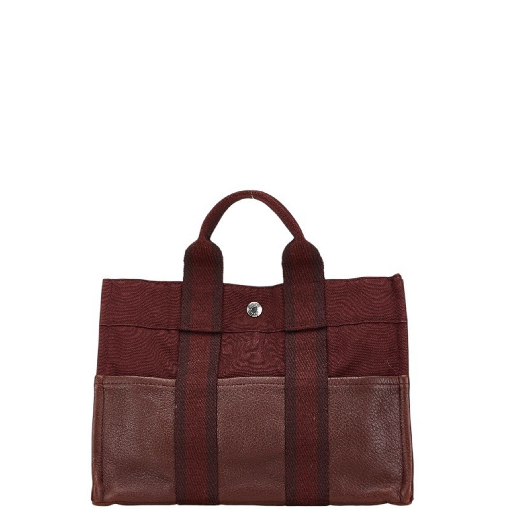 Hermes Foult PM Handbag Wine Red Canvas Leather Women's HERMES