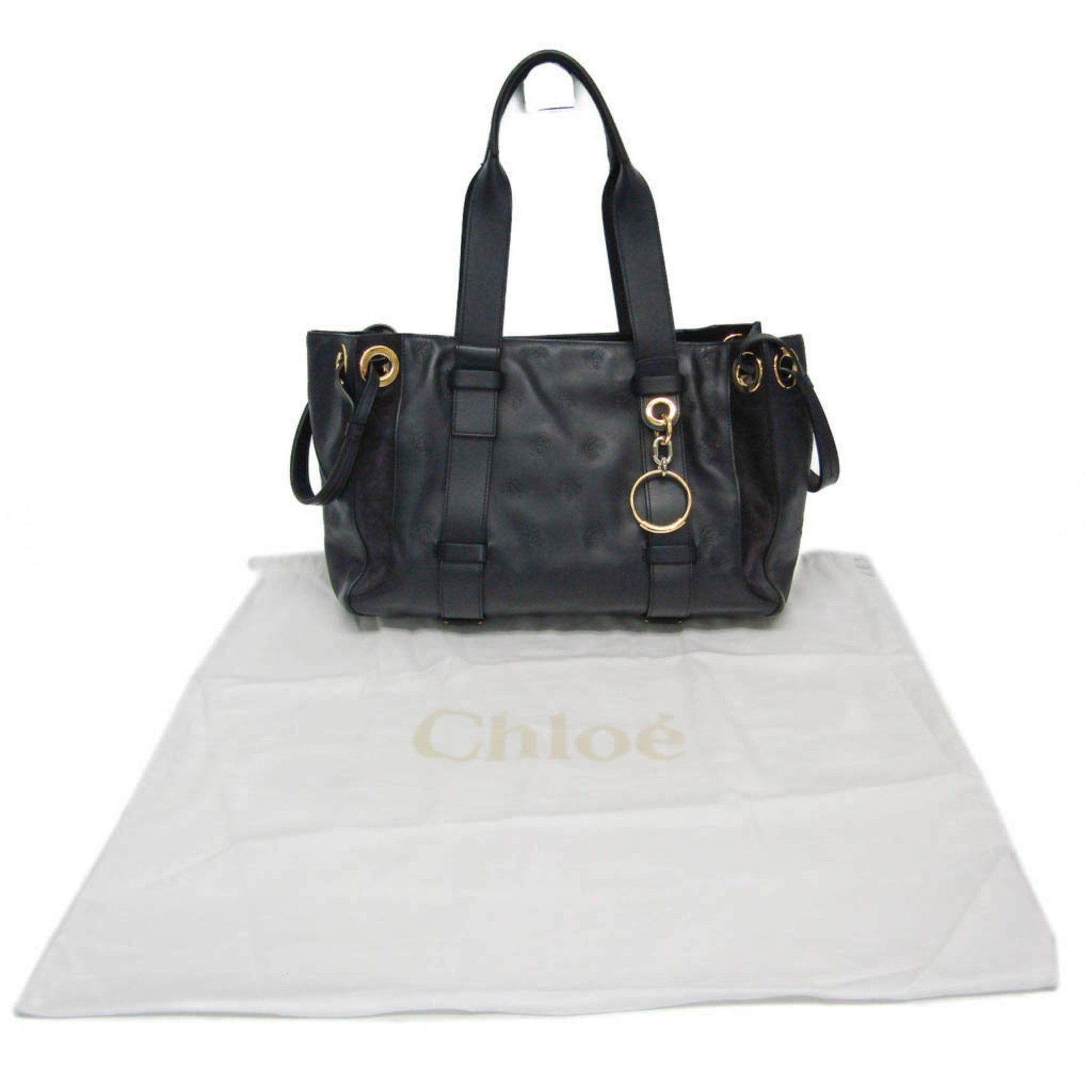 Chloé Leather,Suede Tote Bag Dark Navy