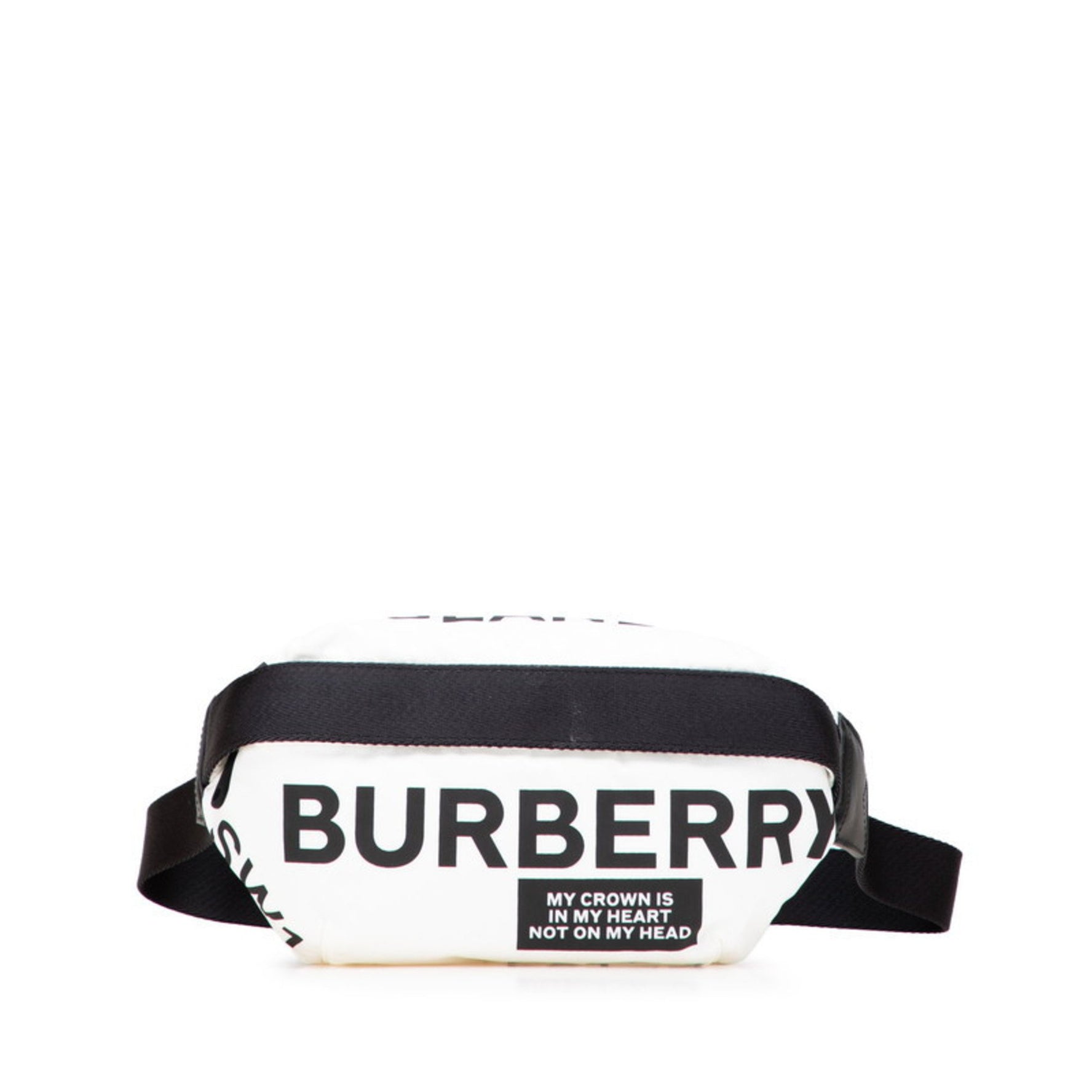 Burberry Logo Horseferry Body Bag in White and Black Nylon Leather for Women.